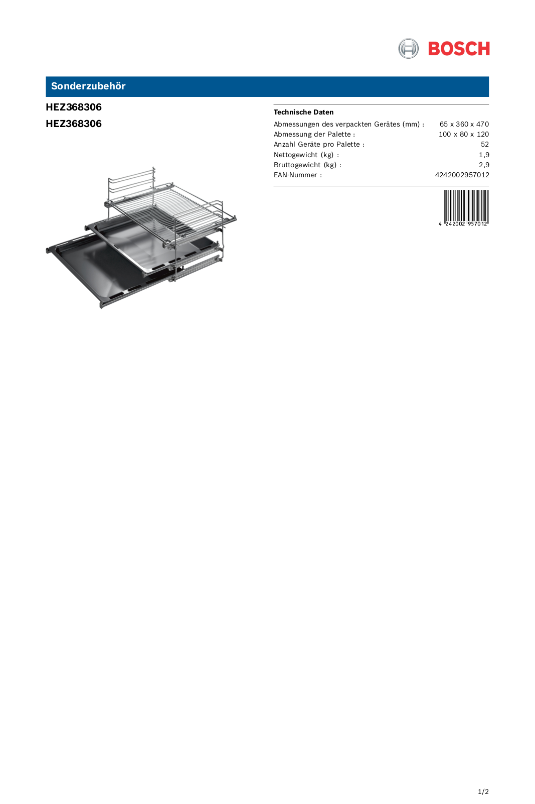 Bosch HEZ368306 User Manual