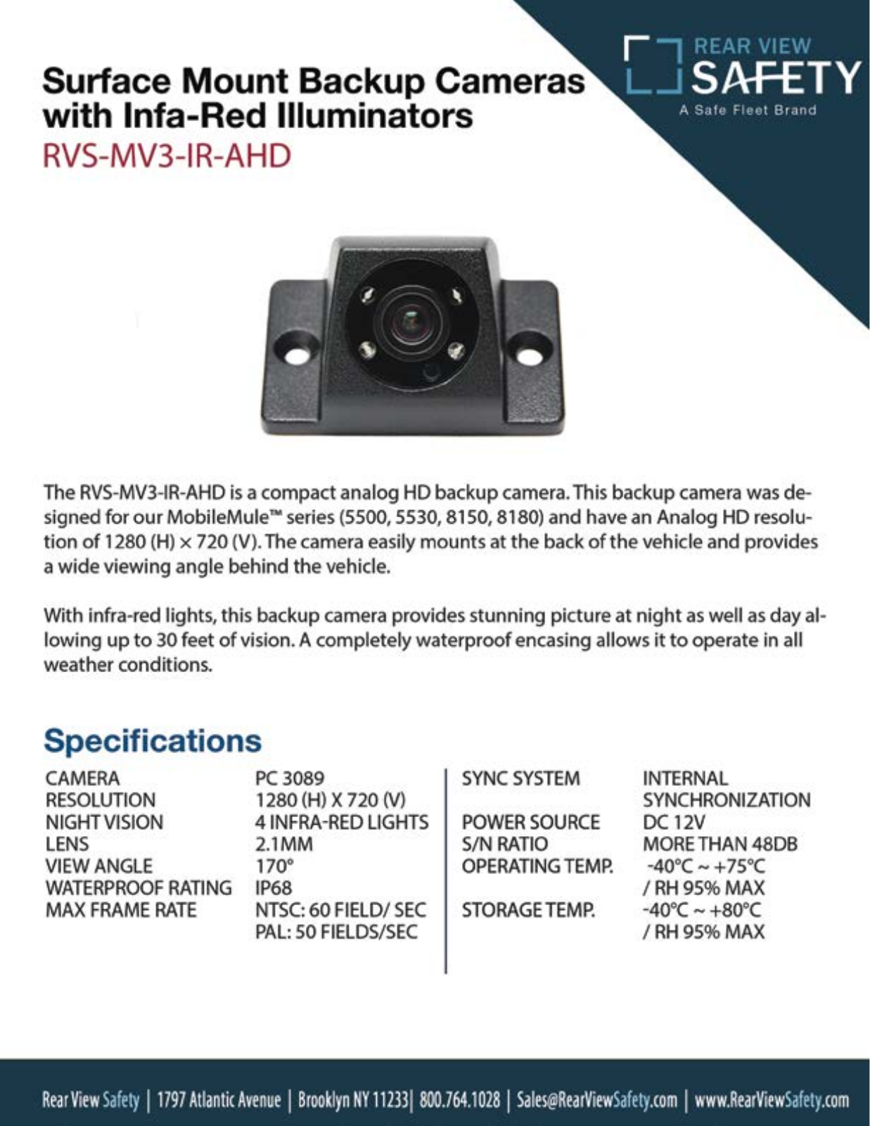 RVS Systems RVS-MV3-IR-AHD, RVS-MV3-IR-AHD-NC Specsheet