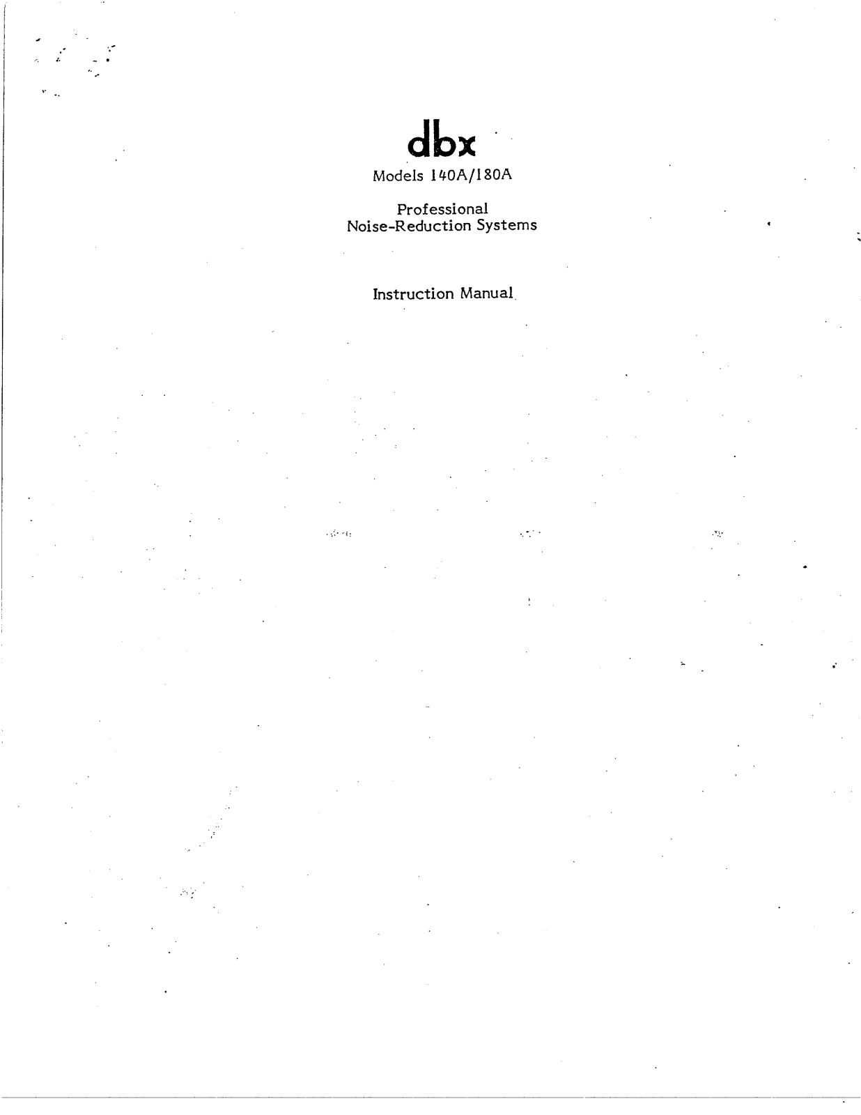 dbx 140A, 180A Instruction Manual