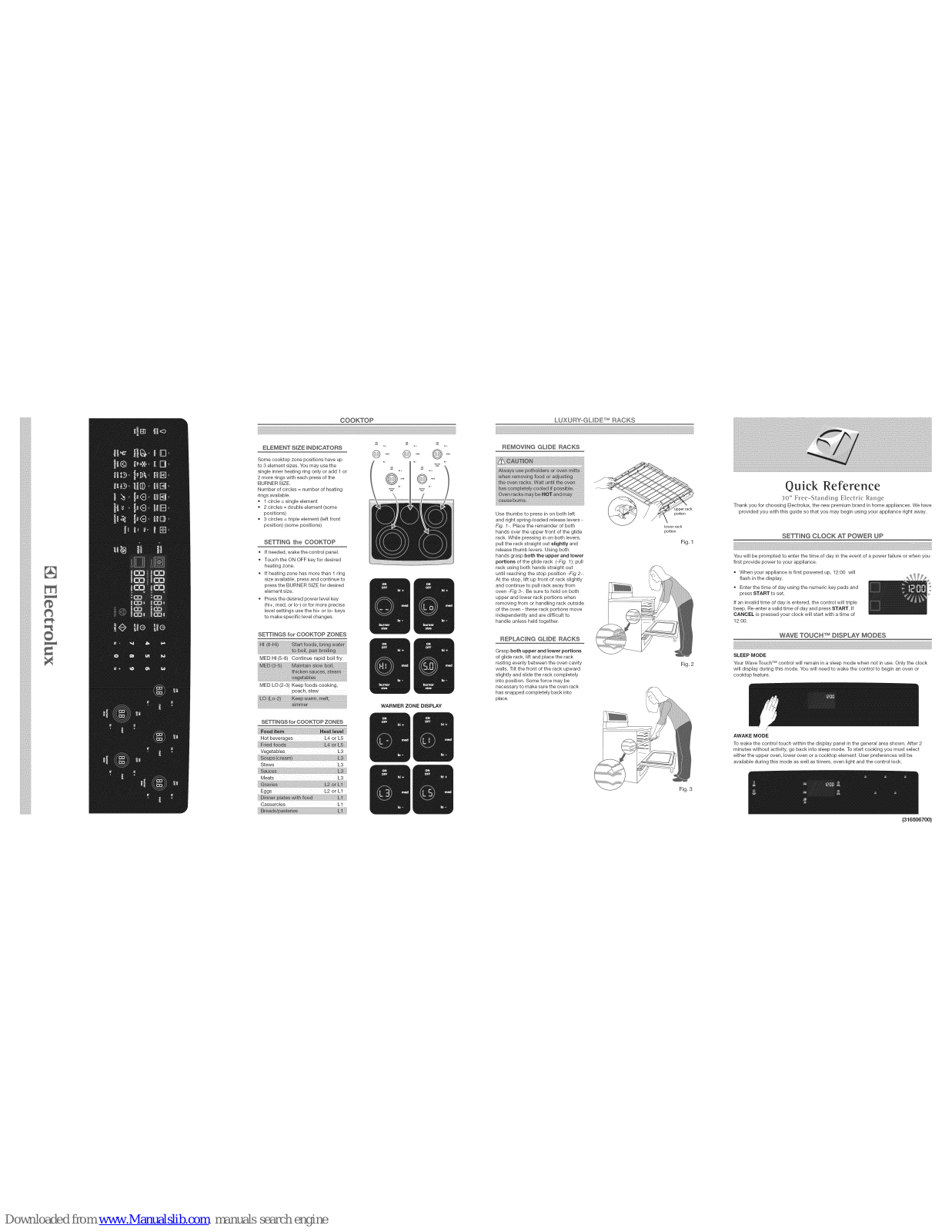 Electrolux CEW30EF6GWA, CEW30EF6GBA, EW30EF65GWA, EW30EF65GBA, EW30EF65GSA Quick Reference Manual - ManualMachine.com
