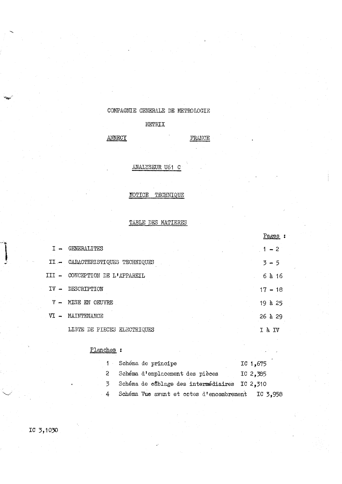 Metrix U61 C Service manual