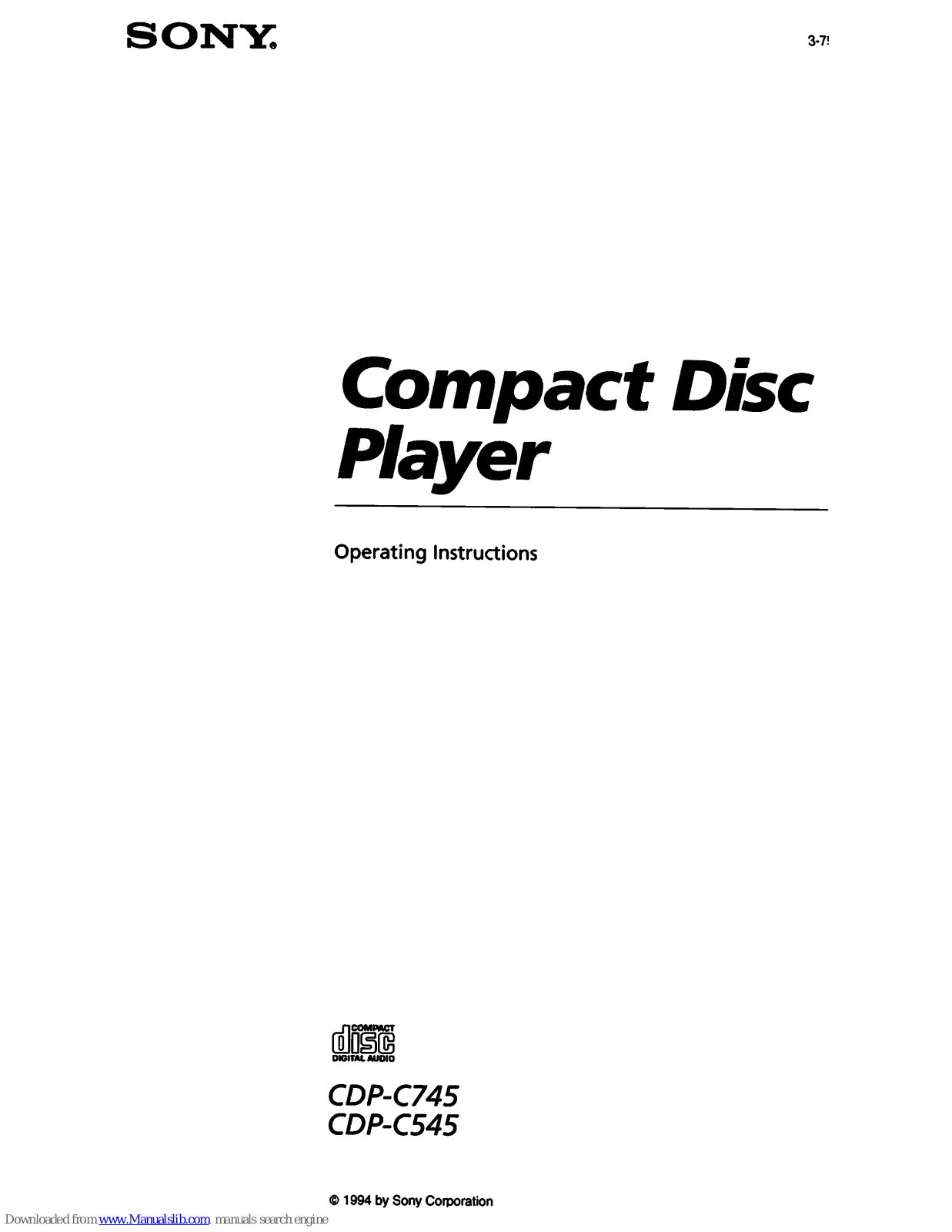 Sony CDP-C545 Opertating Instructions - ManualMachine.com