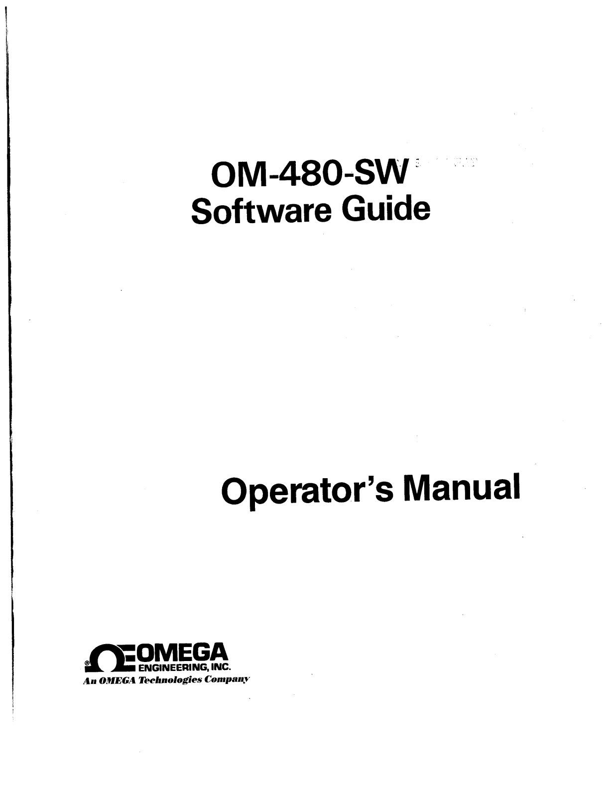 Omega Products OM-480-SW Installation  Manual