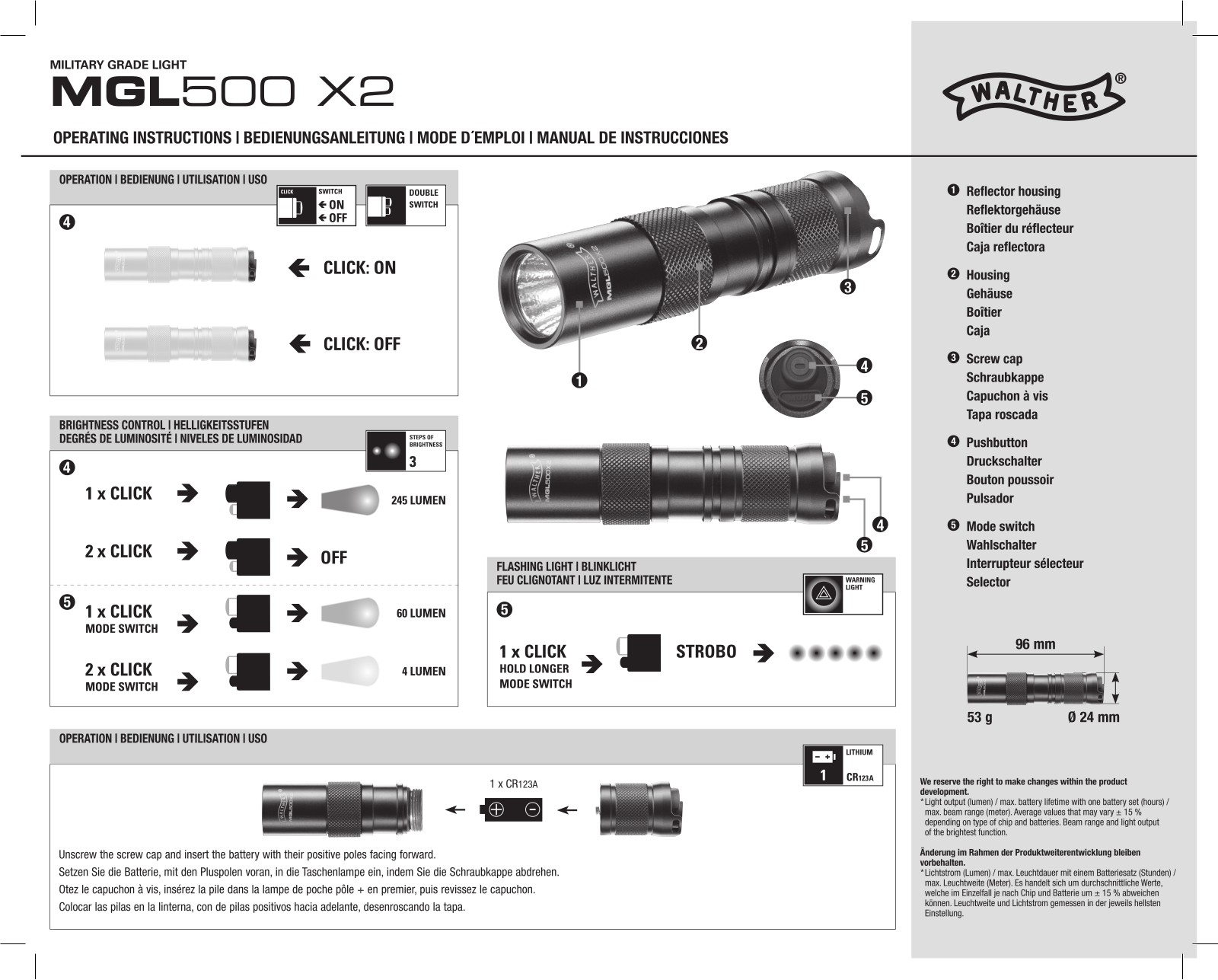 Walther MGL500 X2 User guide