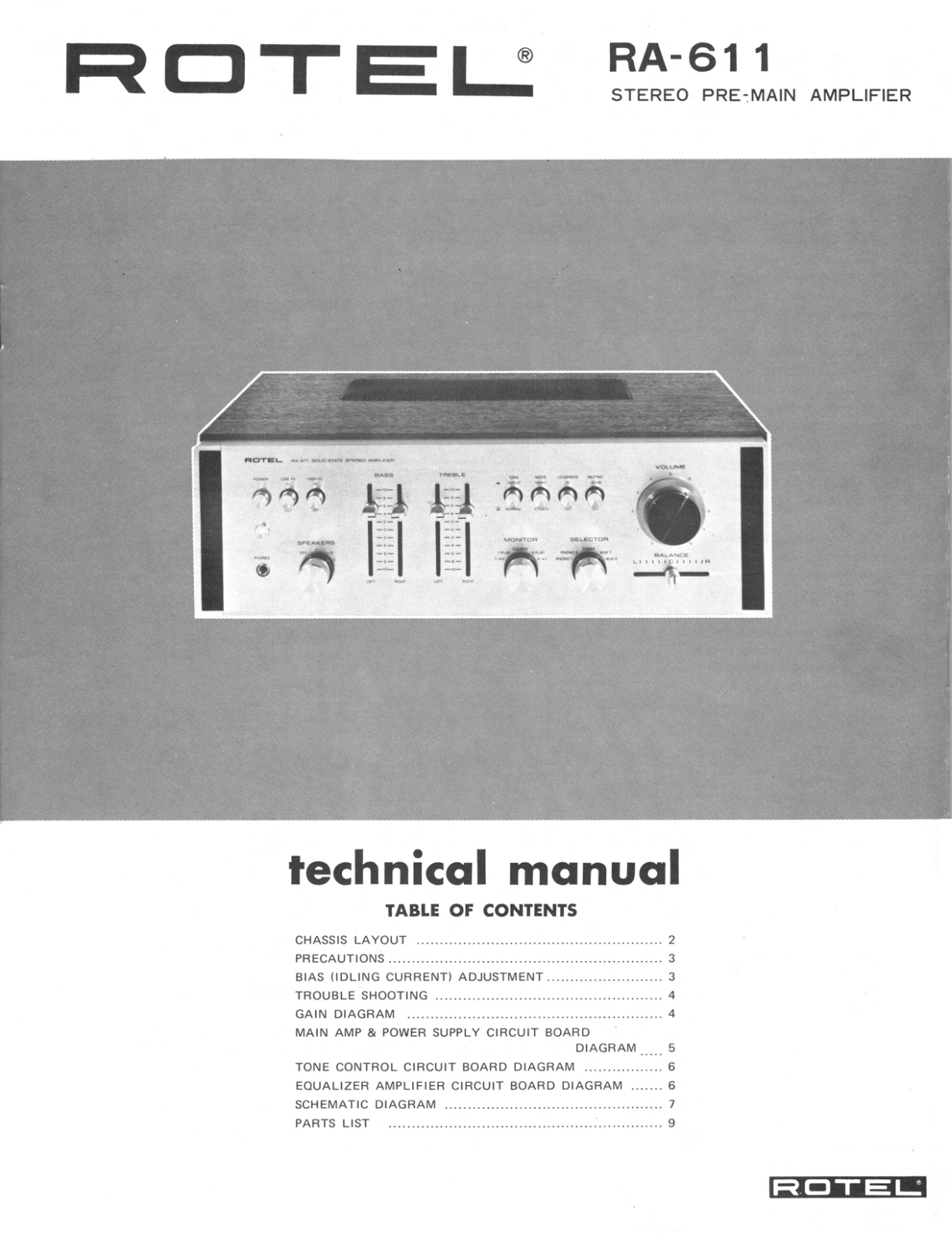 Rotel RA-611 Service manual