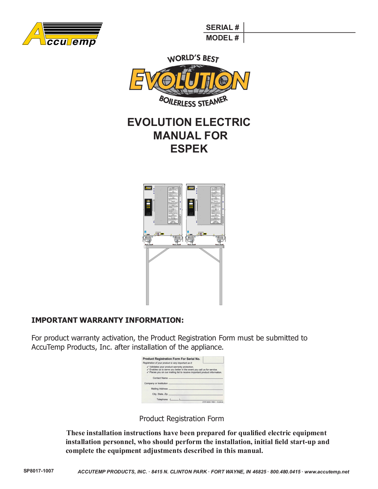 AccuTemp E62083D170 Service Manual