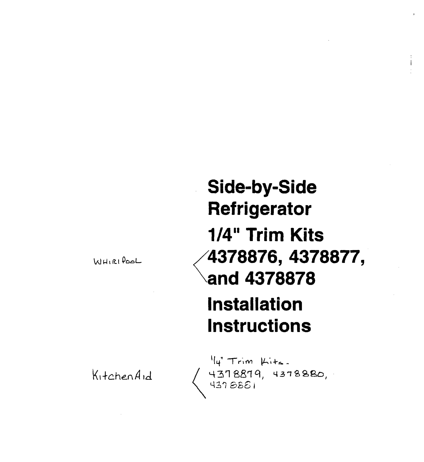 Whirlpool 4378876, 4378877, 4378878 Installation Instructions - ManualMachine.com