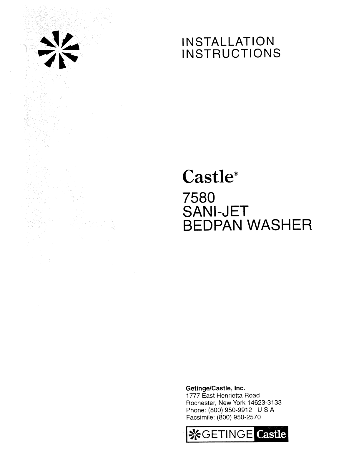 Getinge Castle Installation Manual