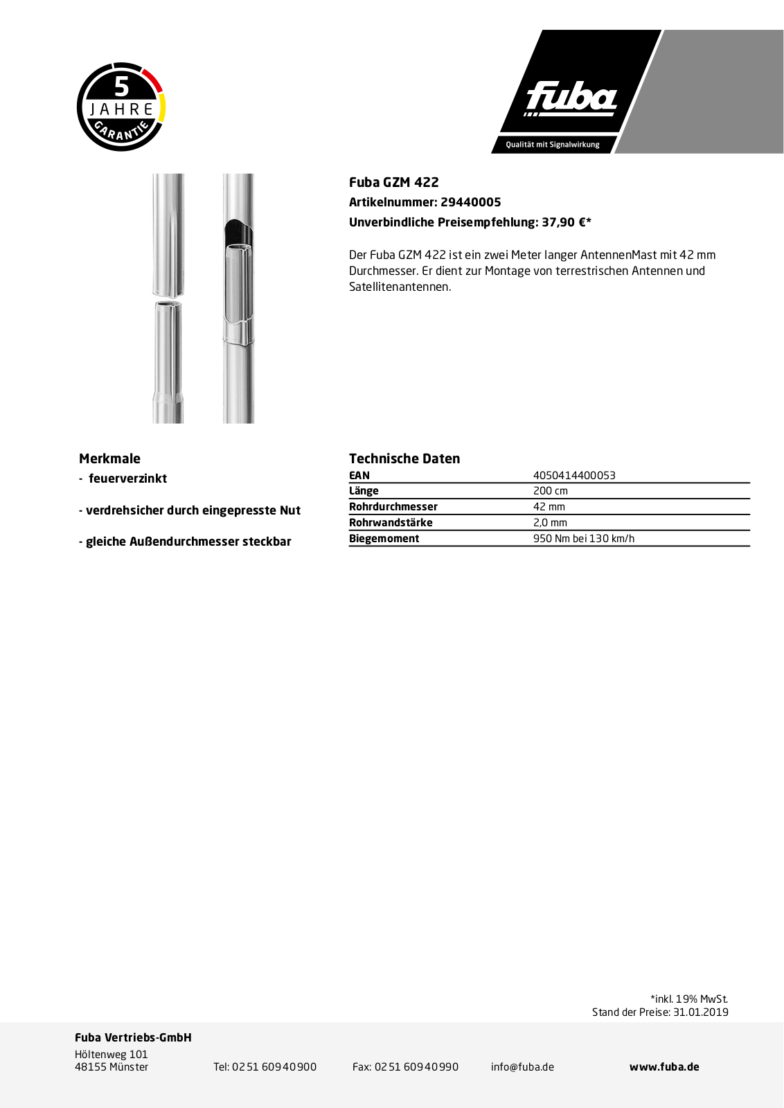 Fuba GZM 422 Technische Daten - ManualMachine.com