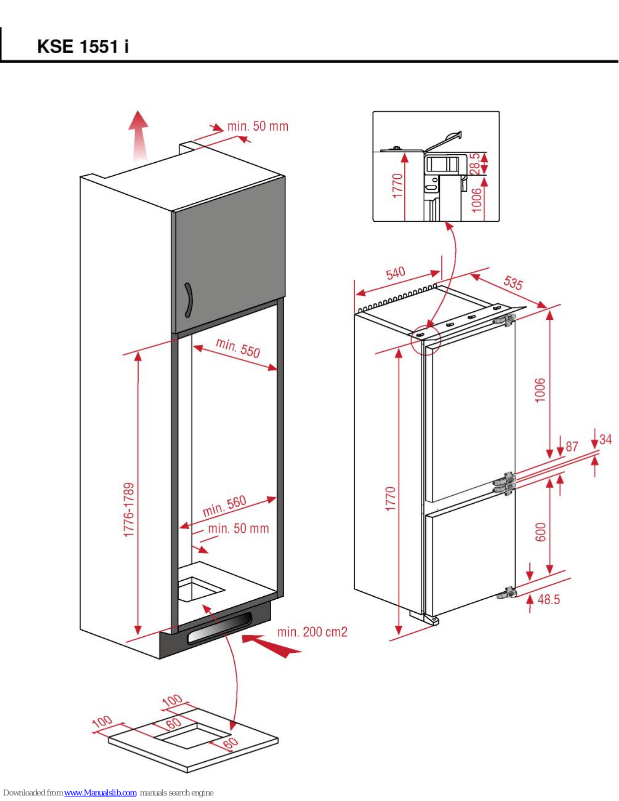 Blomberg SSM 1550, FTM 1530, KSE 1551, SSM 1540, TSM 1540 Product Dimensions