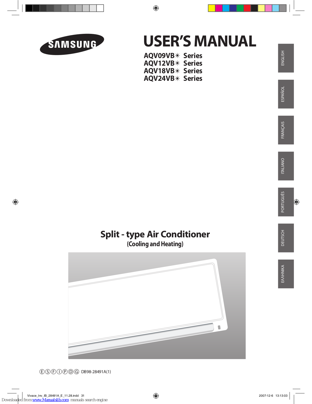 Samsung AQ24VBCX, AQV09VBCX, AQV09EWAX, AQV09VBCN, AQV09VBEN User Manual