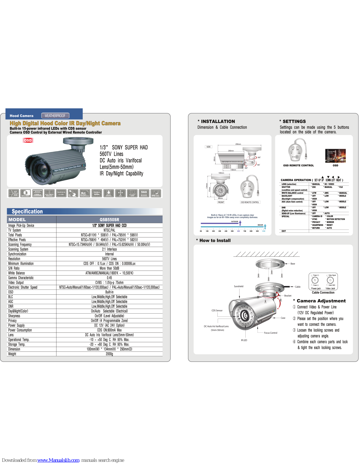 Sony QSB550SR Quick Manual