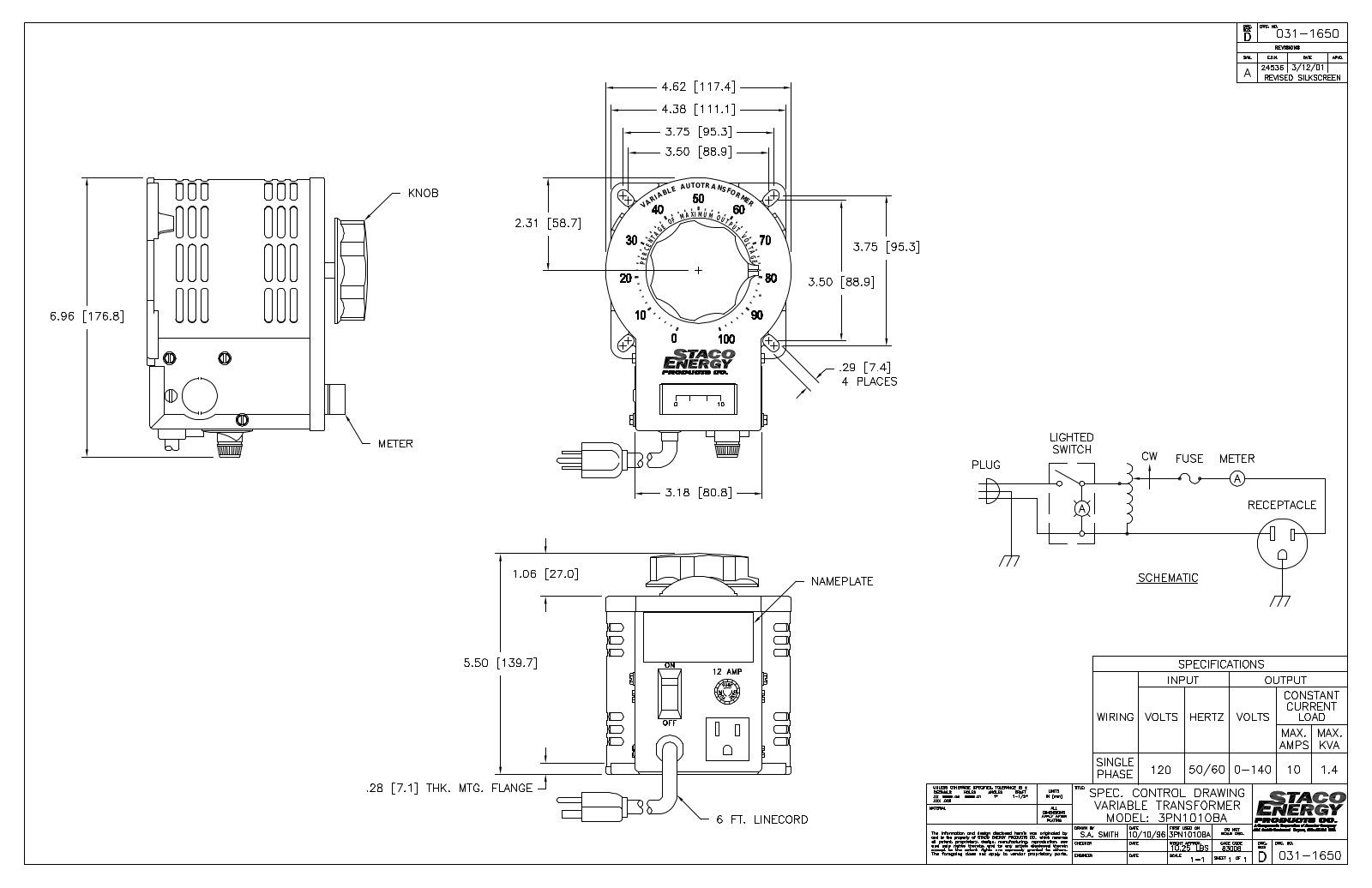 Staco Energy 3PN1010BA Dimensional Sheet