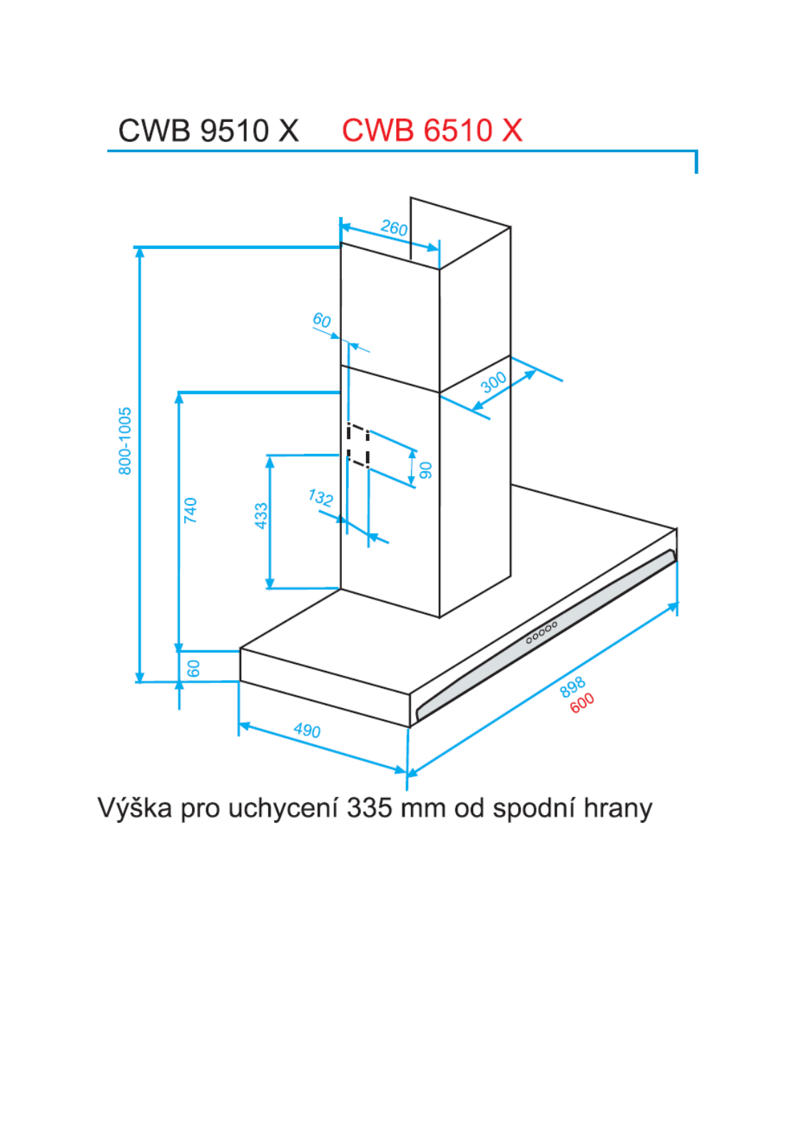 Beko CWB 9510 X, CWB 6510 X Dimensions