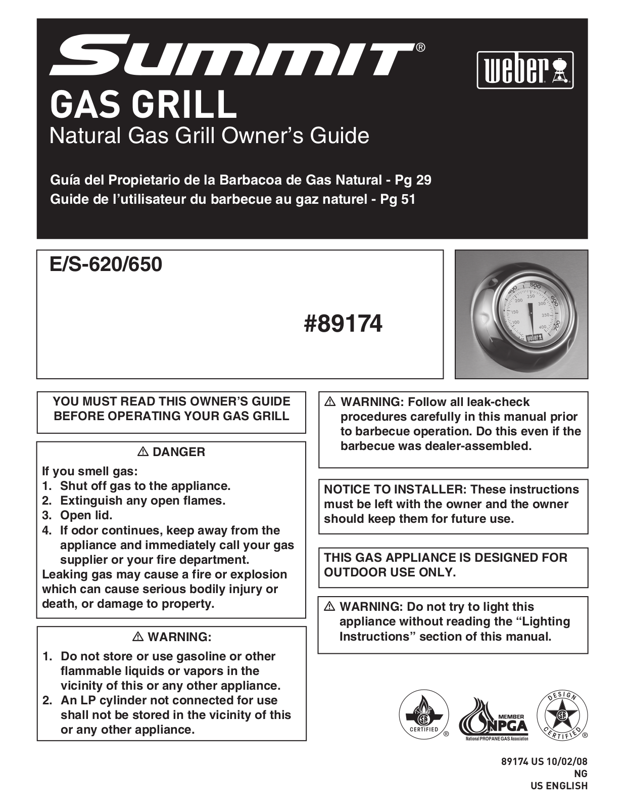 Weber S-620TM User Manual