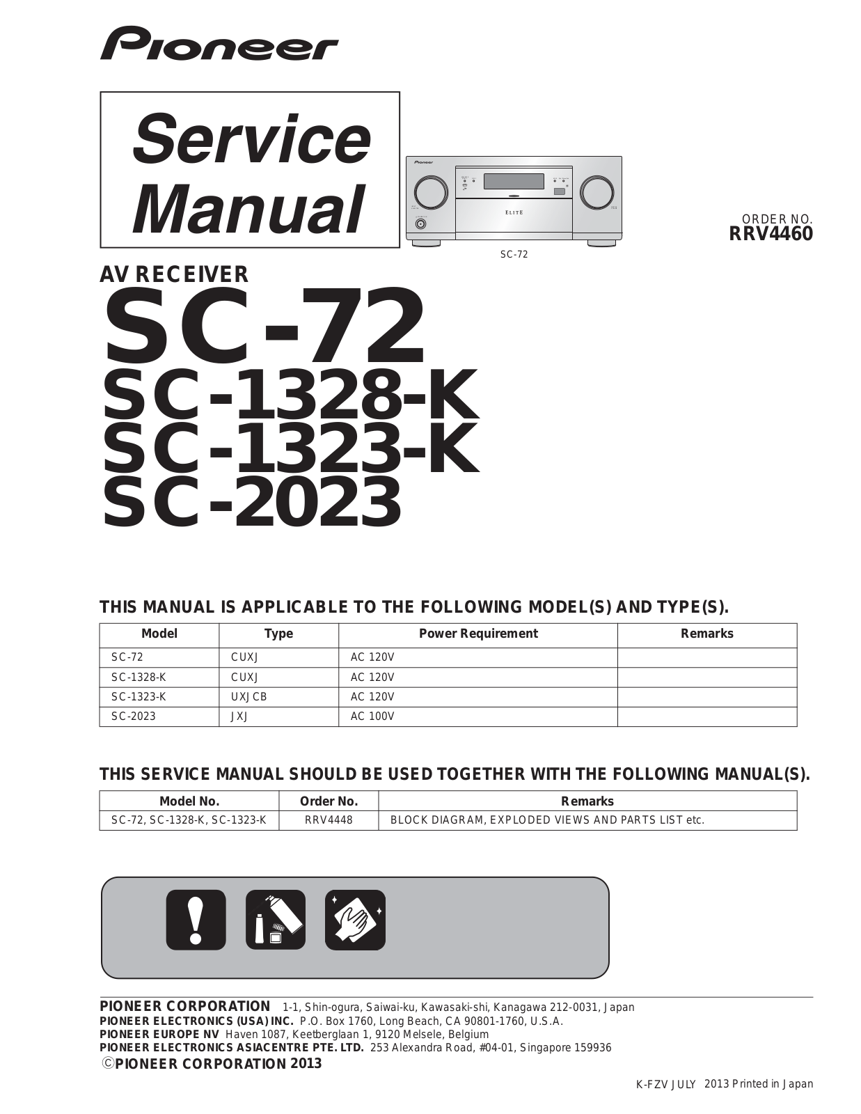 Pioneer SC-72, SC-1328, SC-1323, SC-2023 Service manual