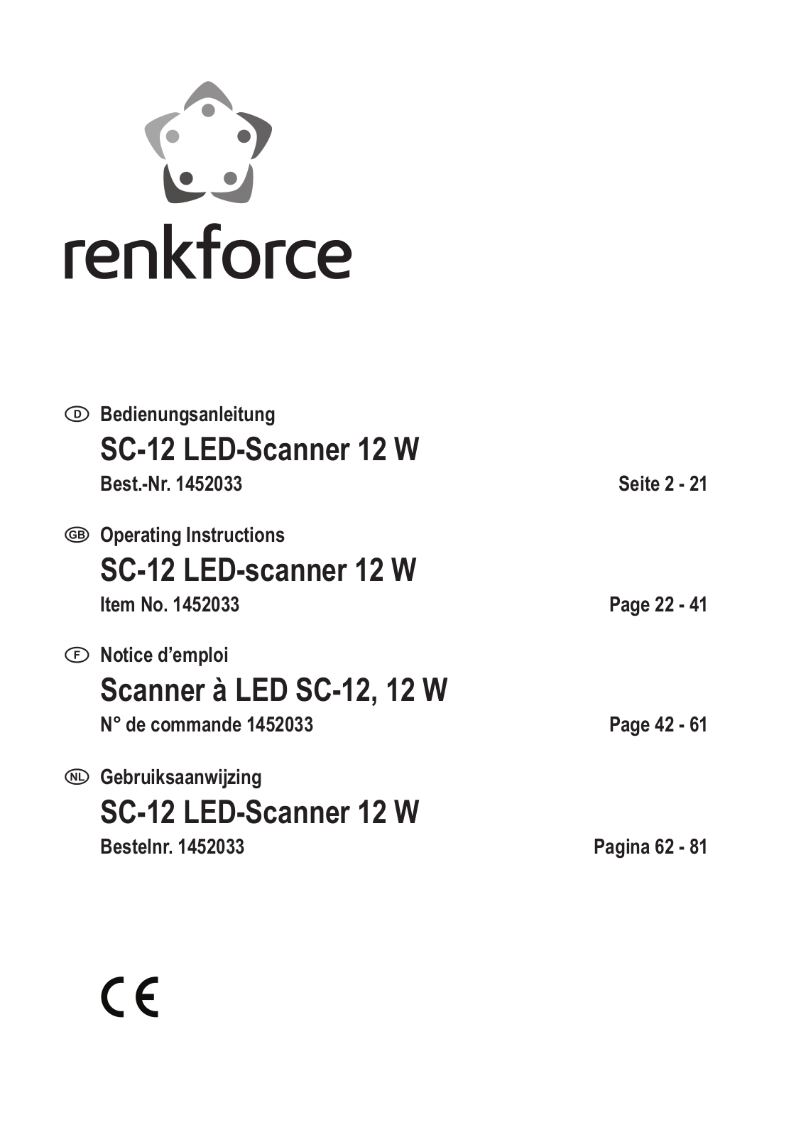 Renkforce 1452033 Operating Instructions