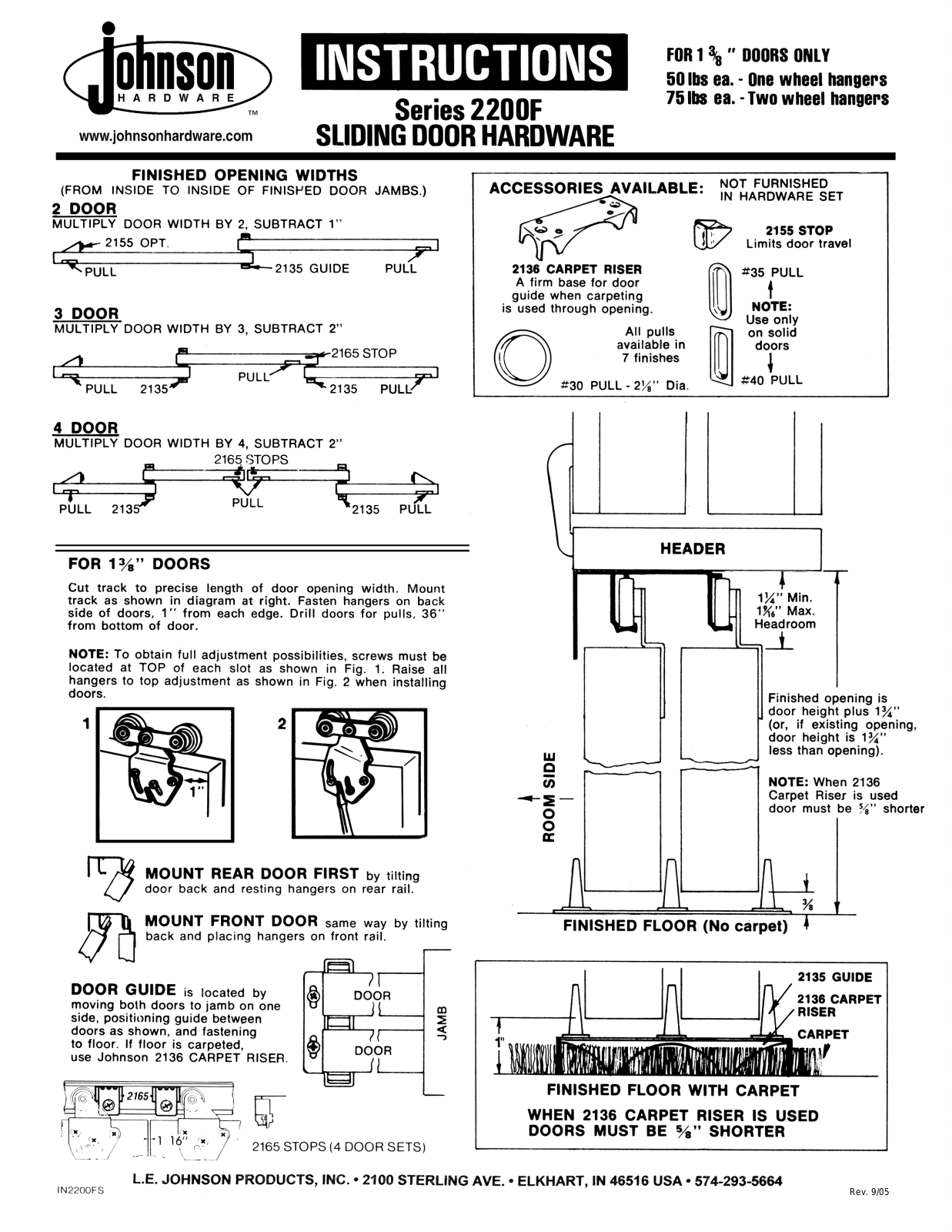 Johnson Hardware 2200F User Manual