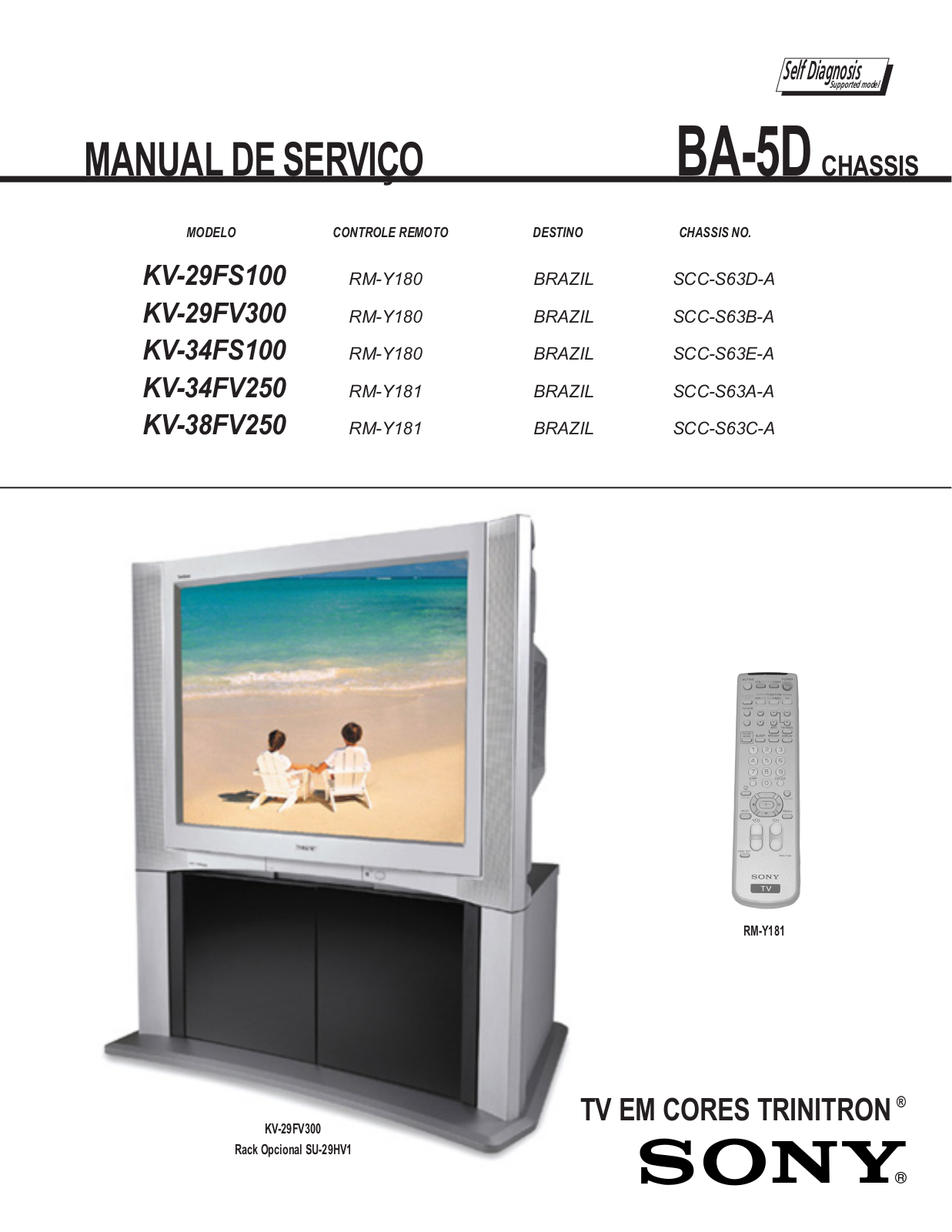 SONY KV-29FV300, KV-34FS100, KV-34FV250, KV-38FV250 Diagram