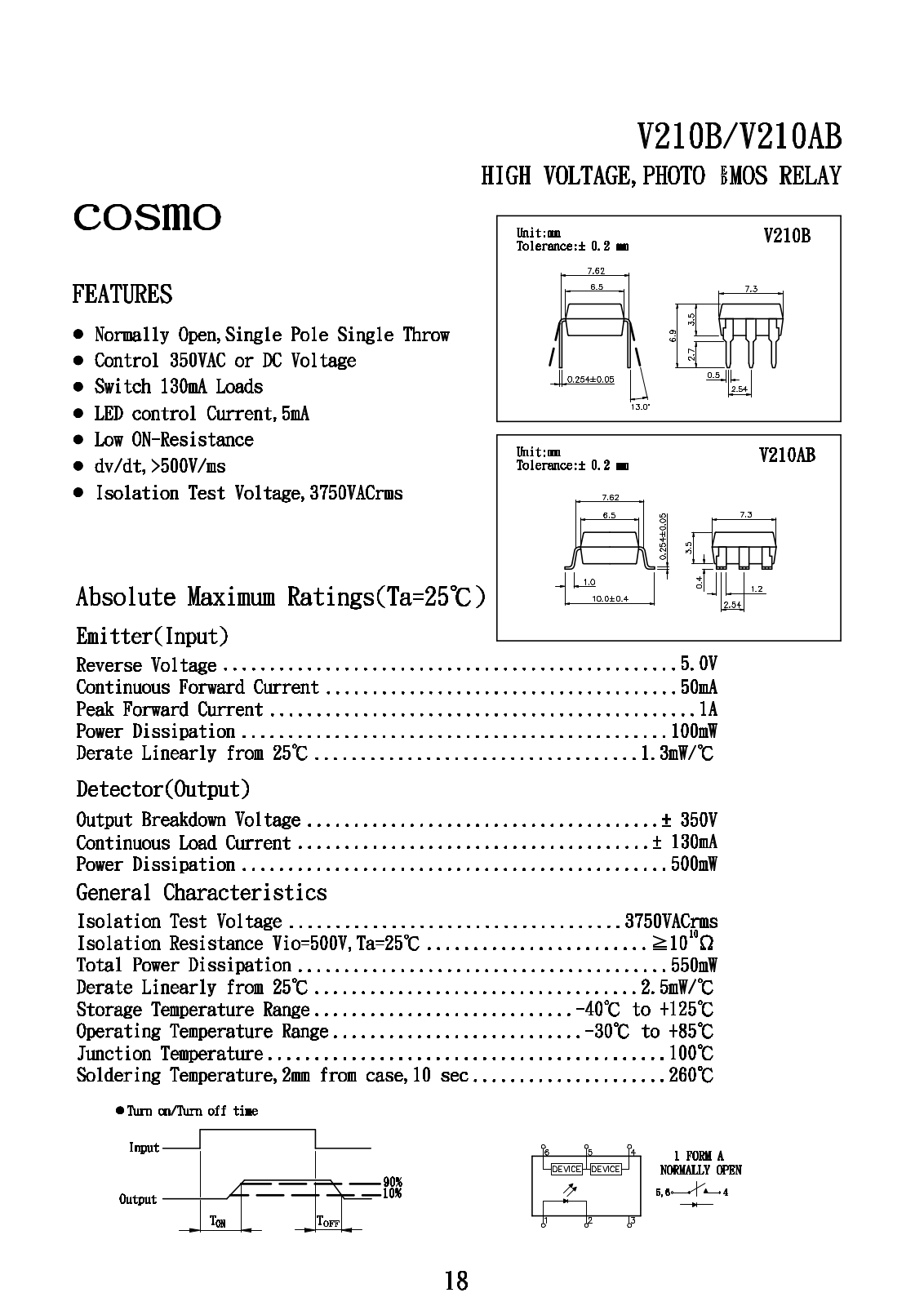 COSMO V210B, V210AB Datasheet