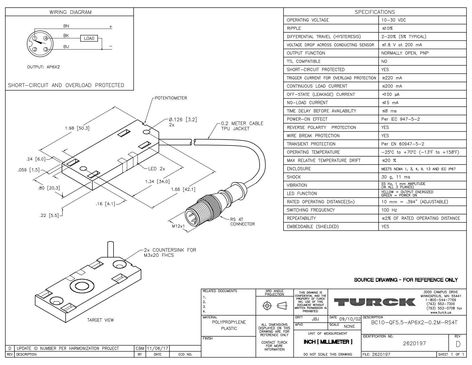 Turck BC10-QF5.5-AP6X2-0.2-RS4T Data Sheet