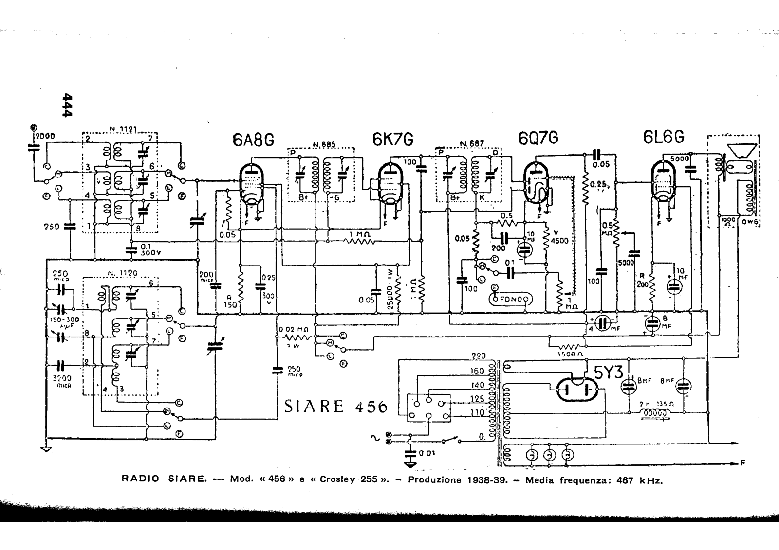 Siare Crosley 456, 255 schematic