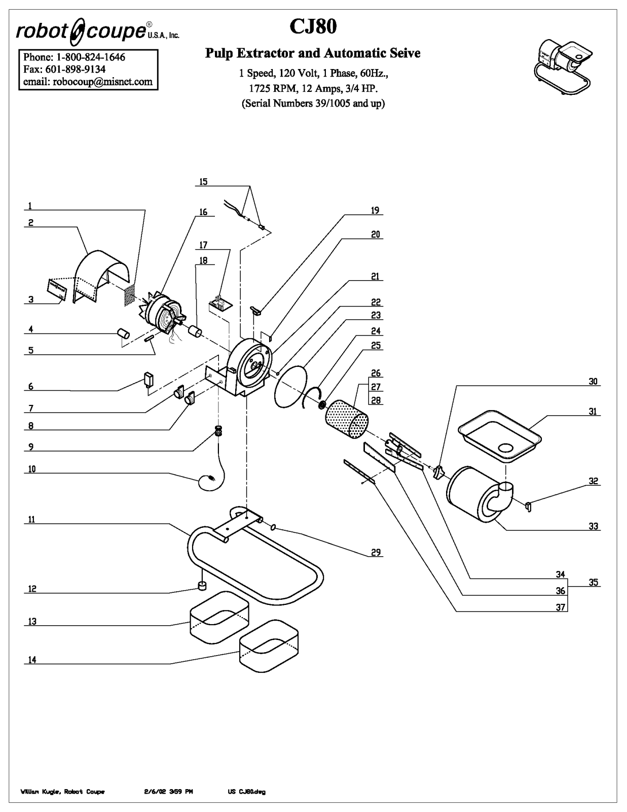 Robot Coupe CJ80 Parts List