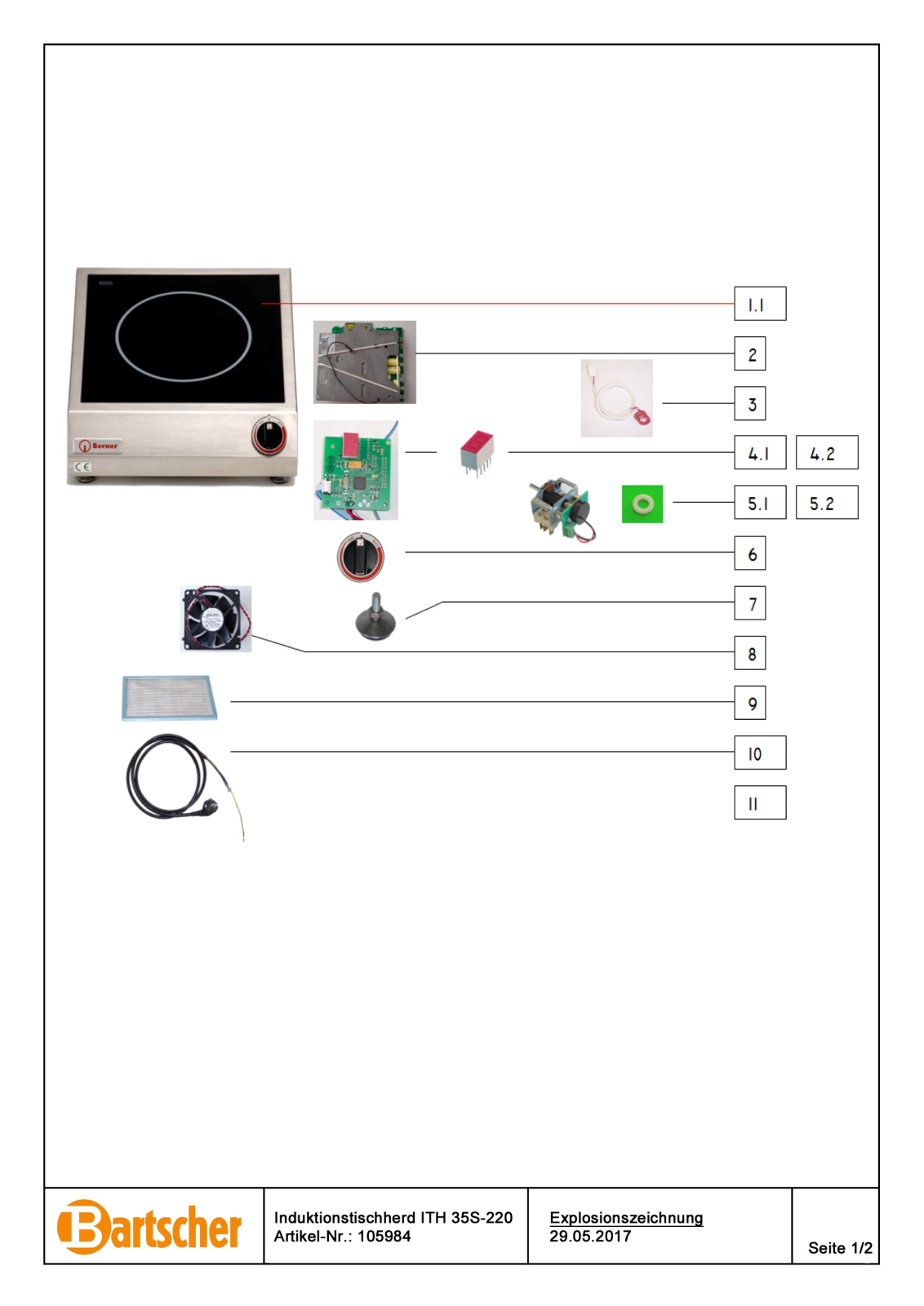 Bartscher 105984, ITH 35S-220 Parts list