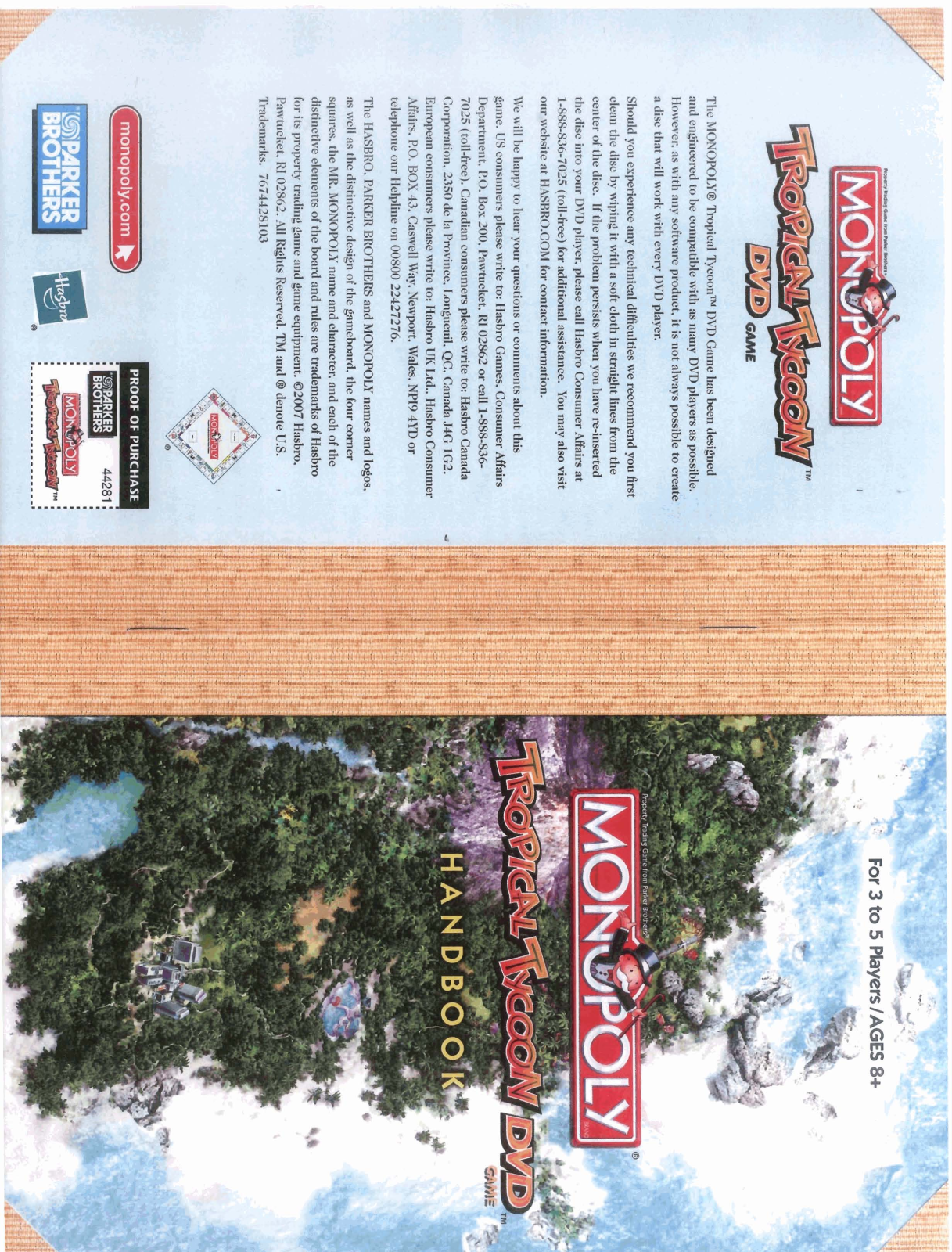 HASBRO Monopoly Tropical Tycoon DVD Game User Manual