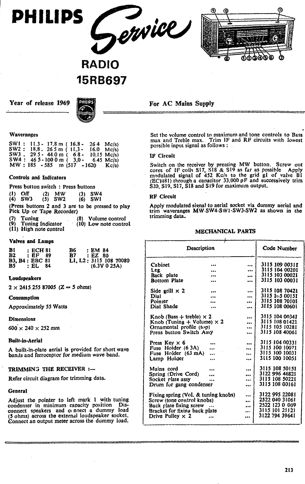 Philips 15-RB-697 Service Manual