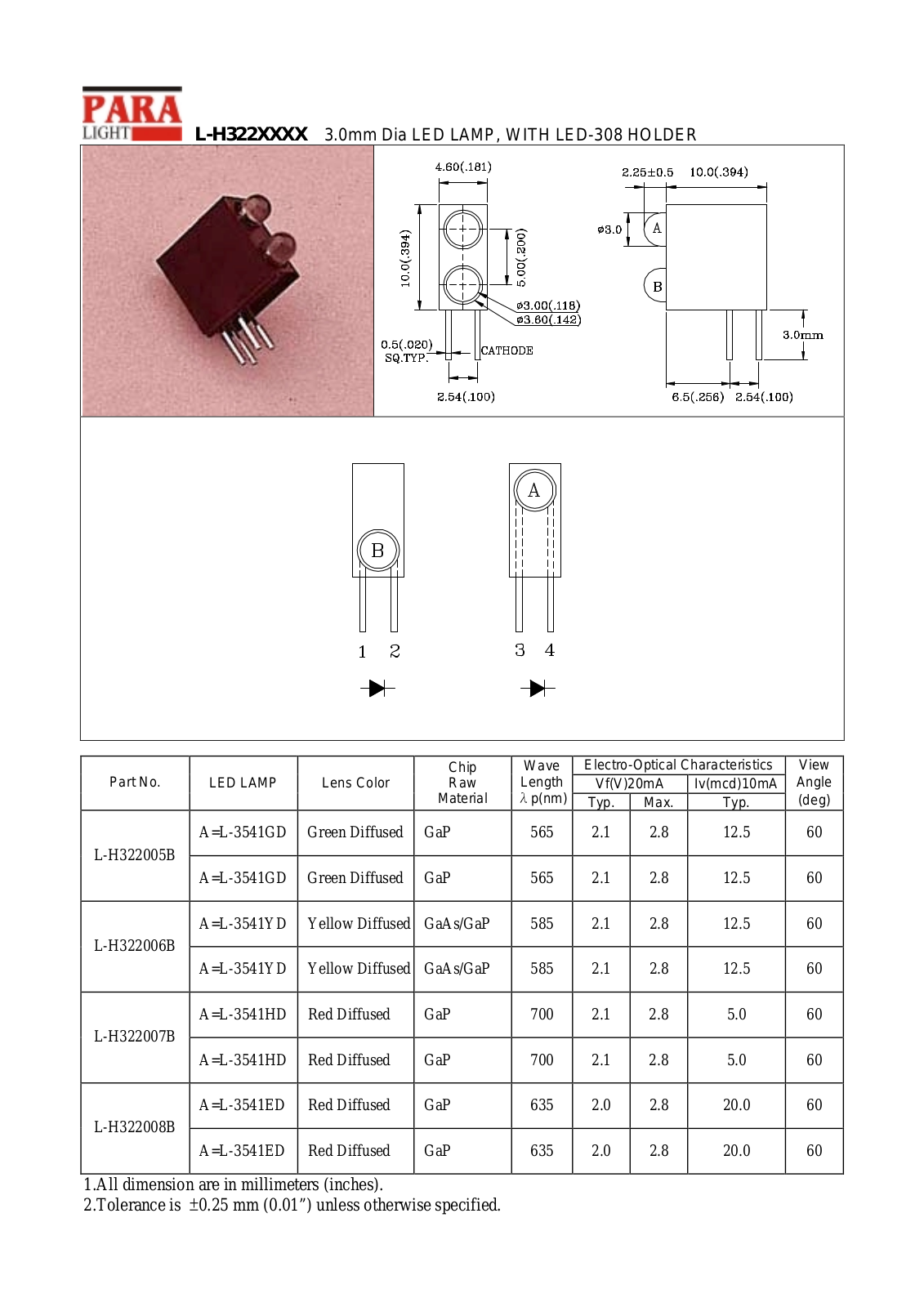 Datasheet L-H322008B, L-H322007B, L-H322006B, L-H322005B Datasheet (PARA) - ManualMachine.com