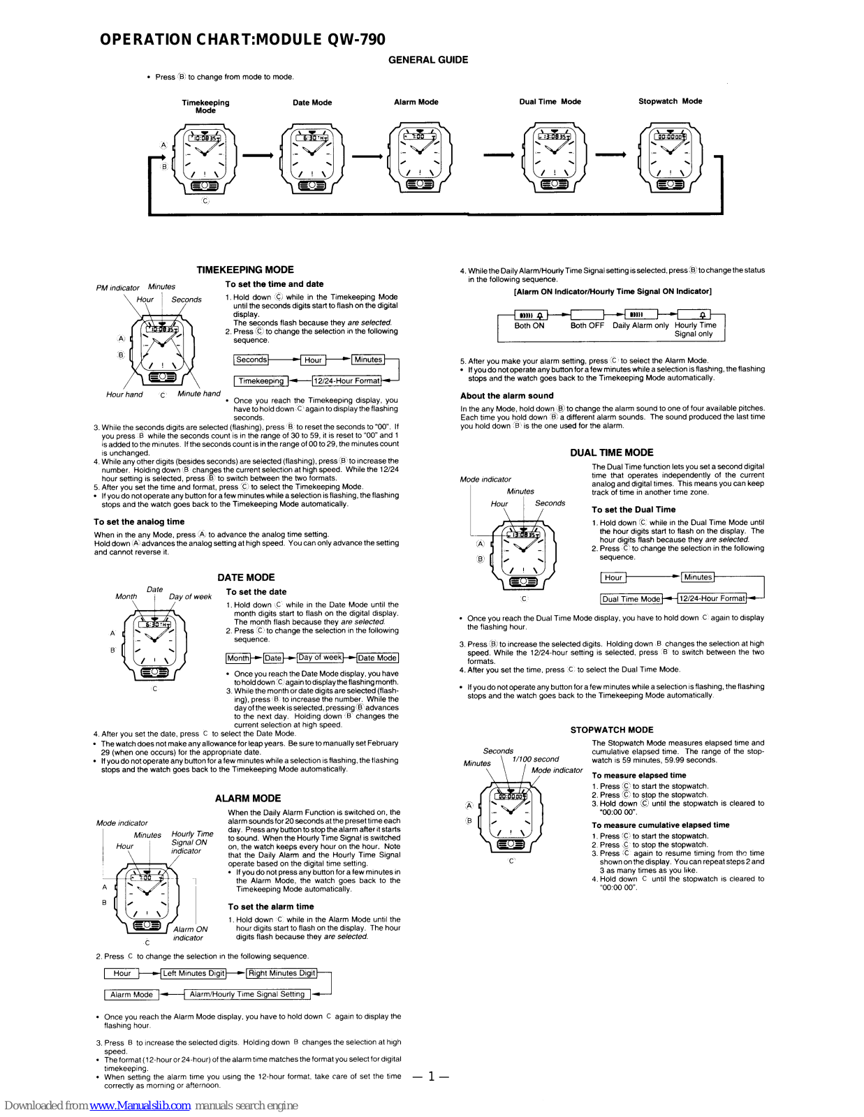 Casio QW-790 General Manual