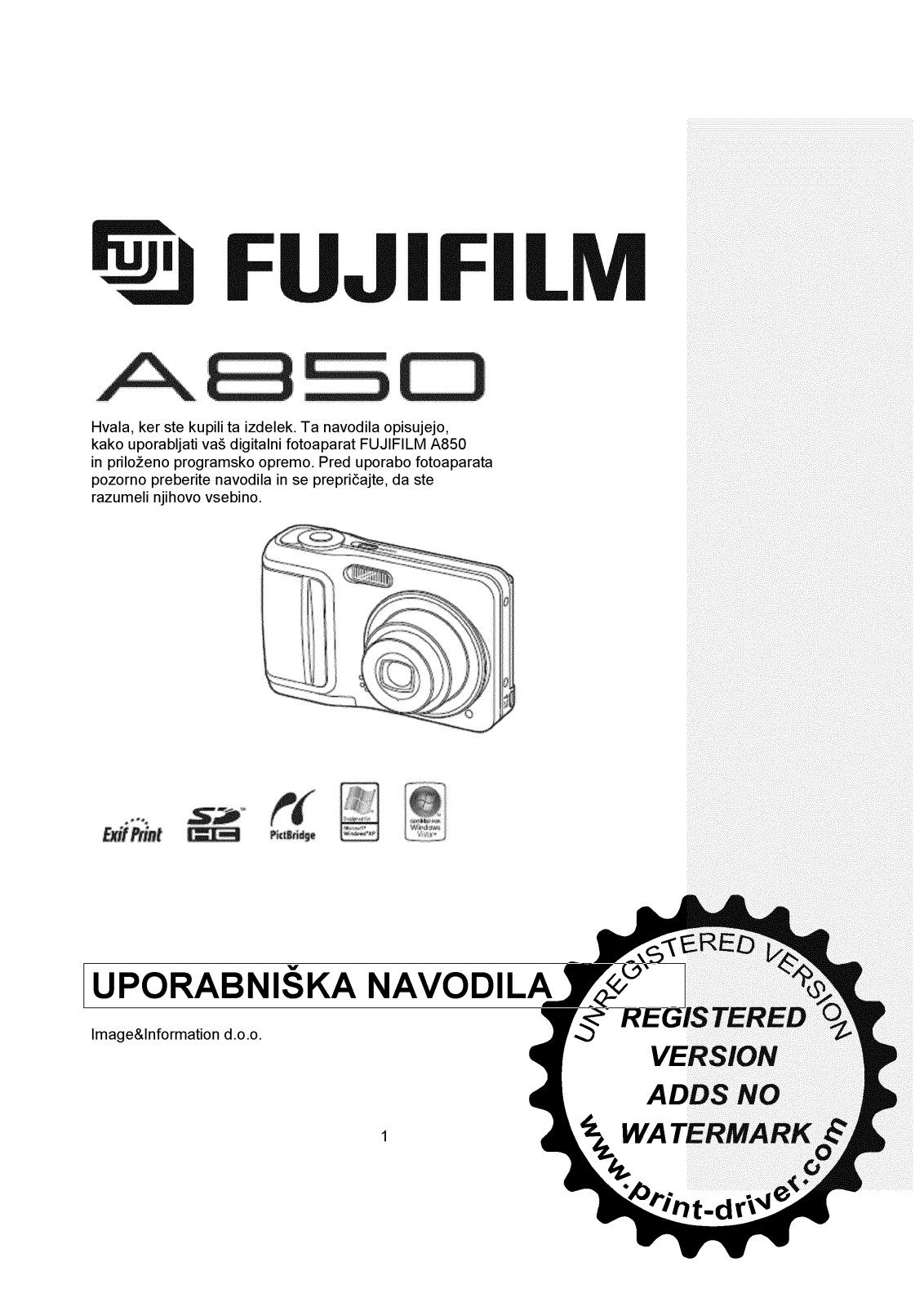 Fujifilm A850 User Manual