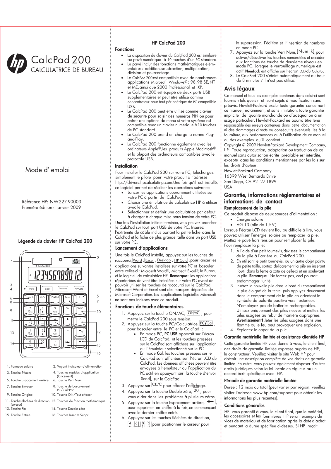 COMPAQ CALCPAD 200 User Manual