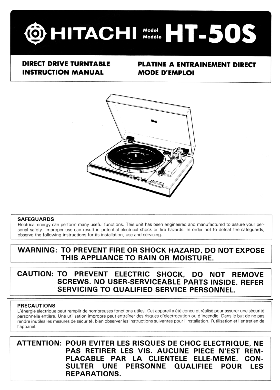 Hitachi HT-50-S Owners Manual