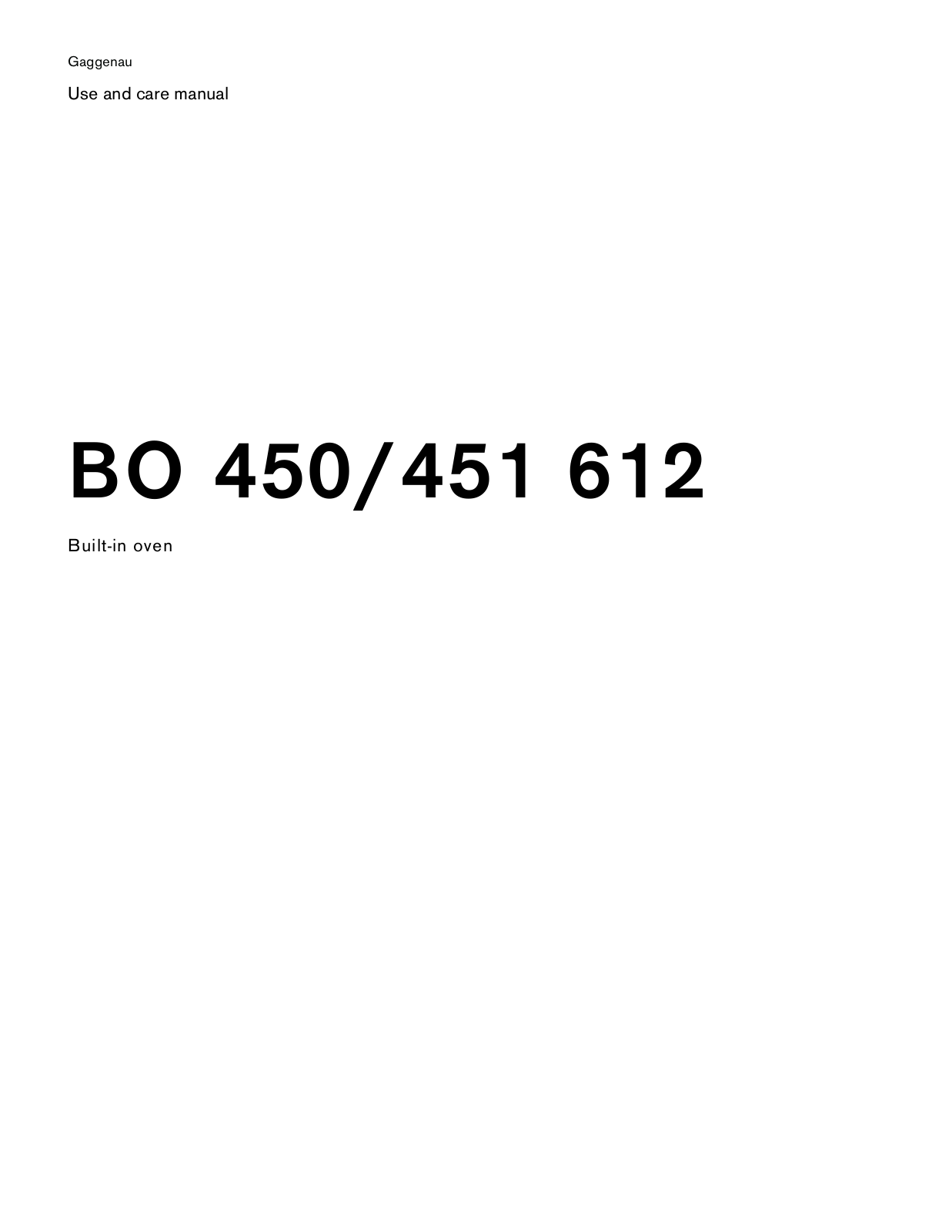 Gaggenau BO450612, BO451612 User Manual