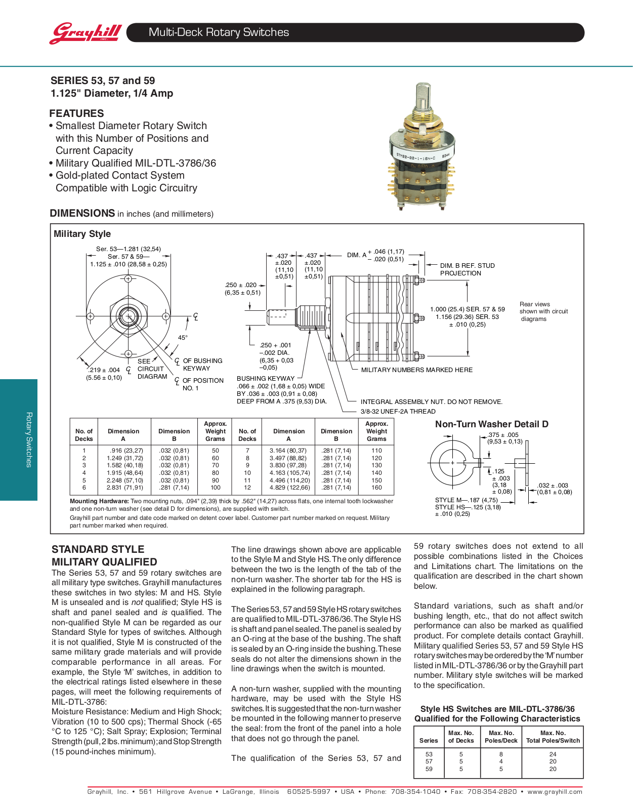 Grayhill Multi-Deck Rotary Switches 59 User Manual