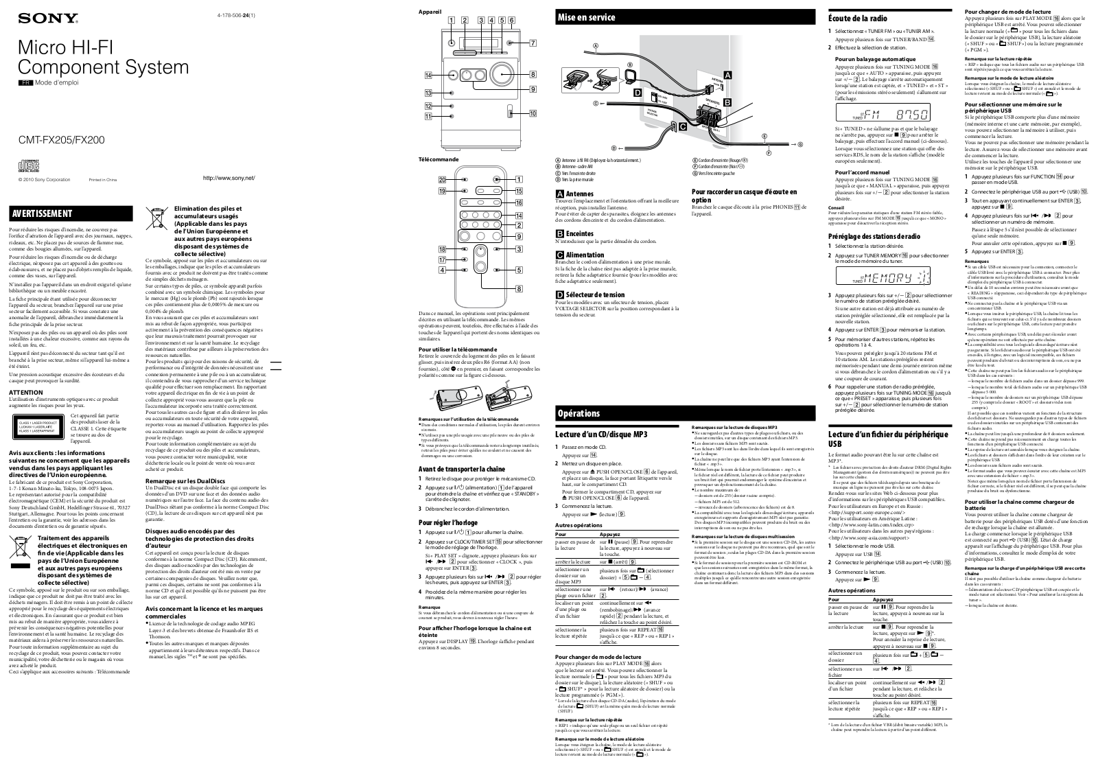 SONY CMT-FX205, CMT-FX200 User Manual