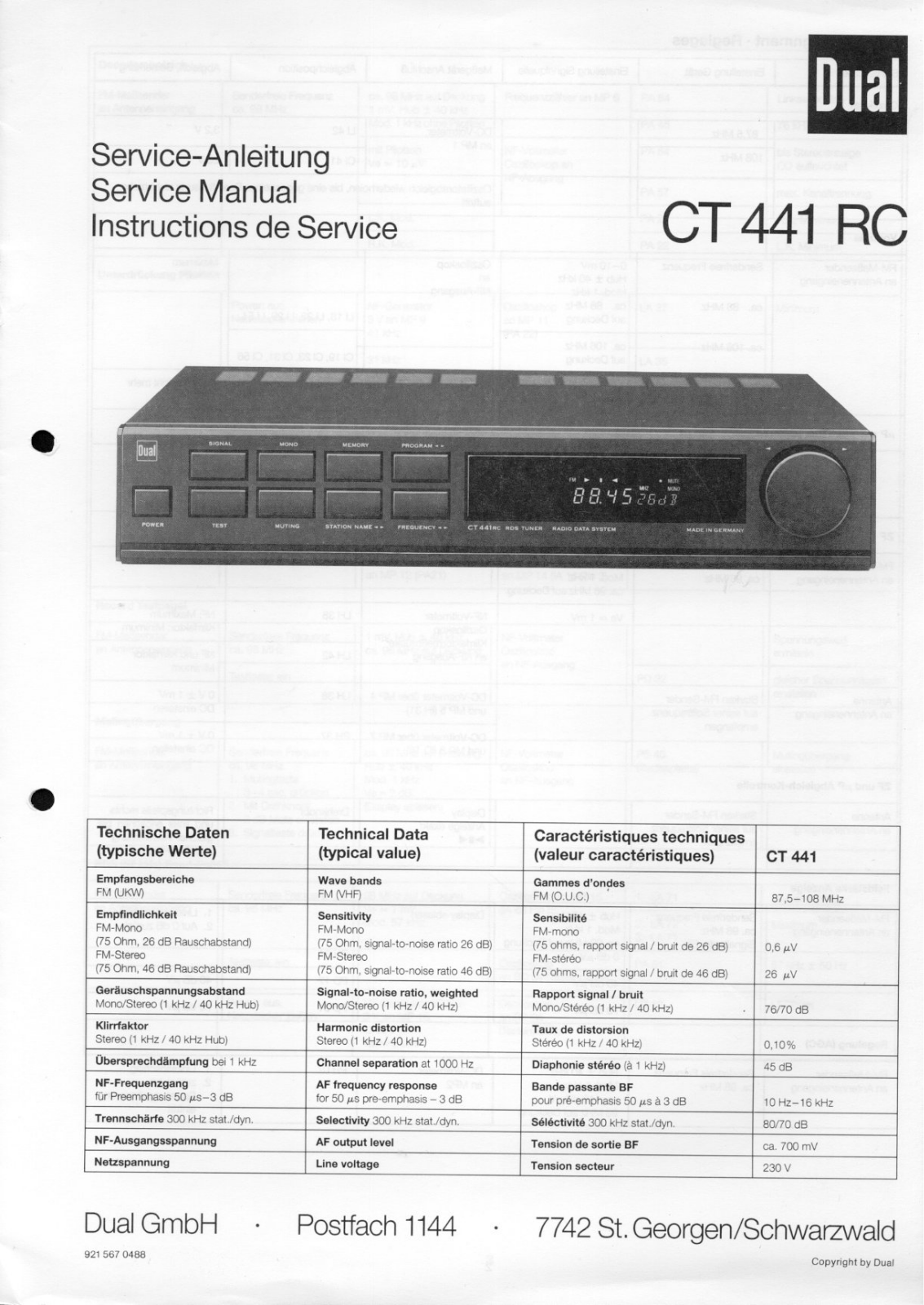 Dual CT-441 Service manual