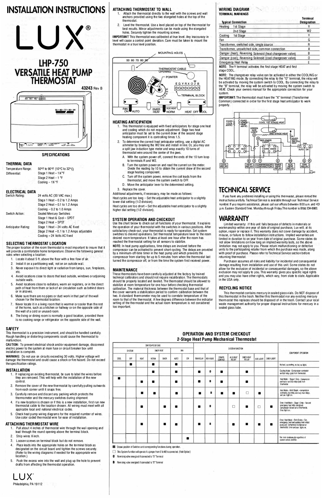 Lux LHP-750 User Manual