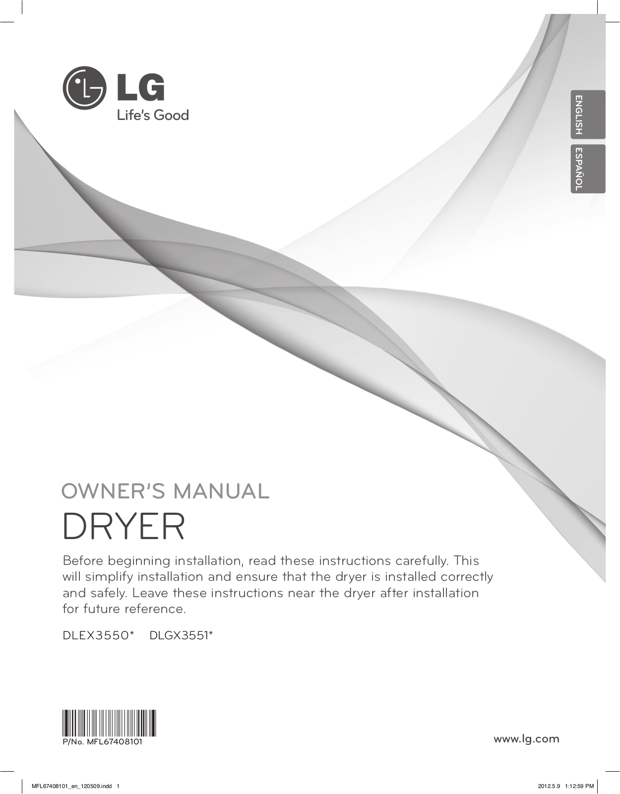 LG DLEX3550V User Manual