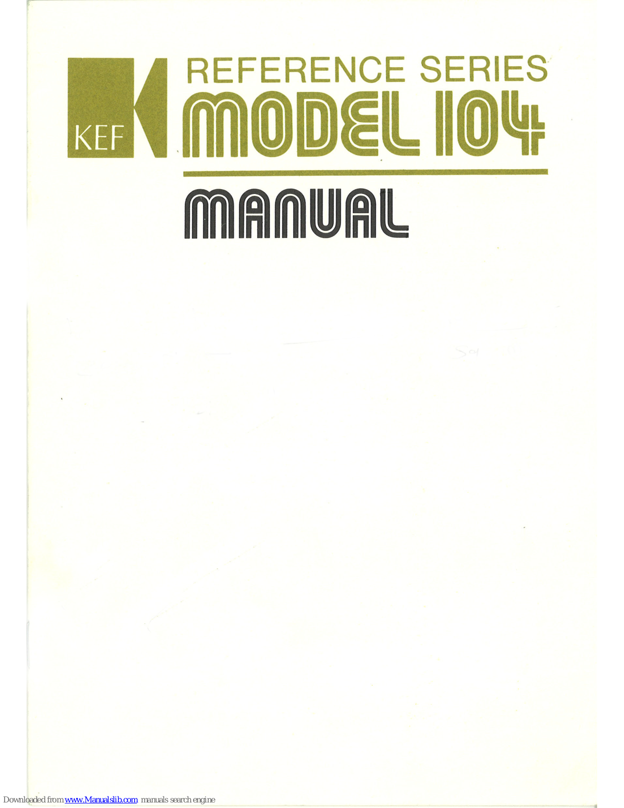 KEF 104 User Manual