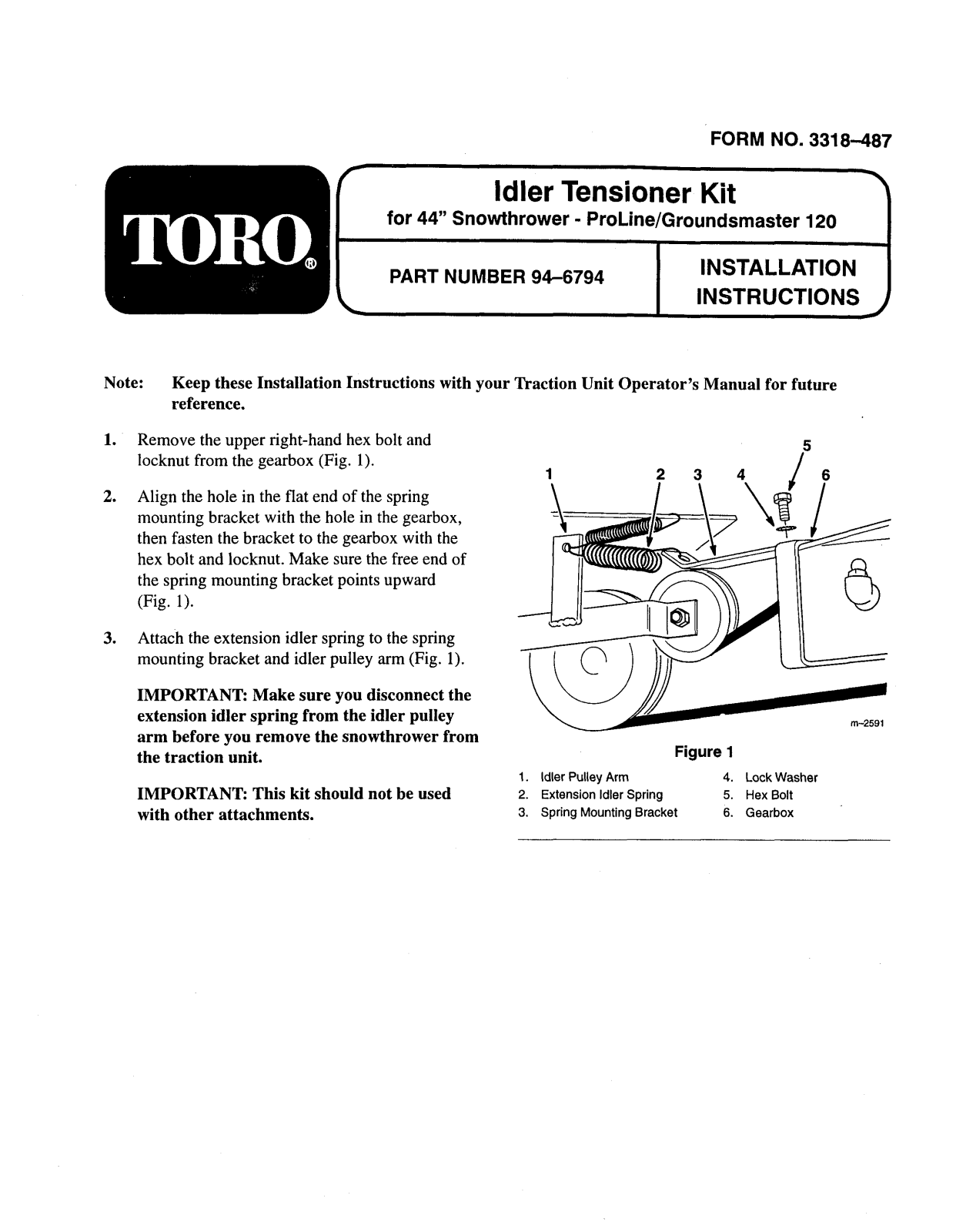 Toro 94-6794 Installation Instructions