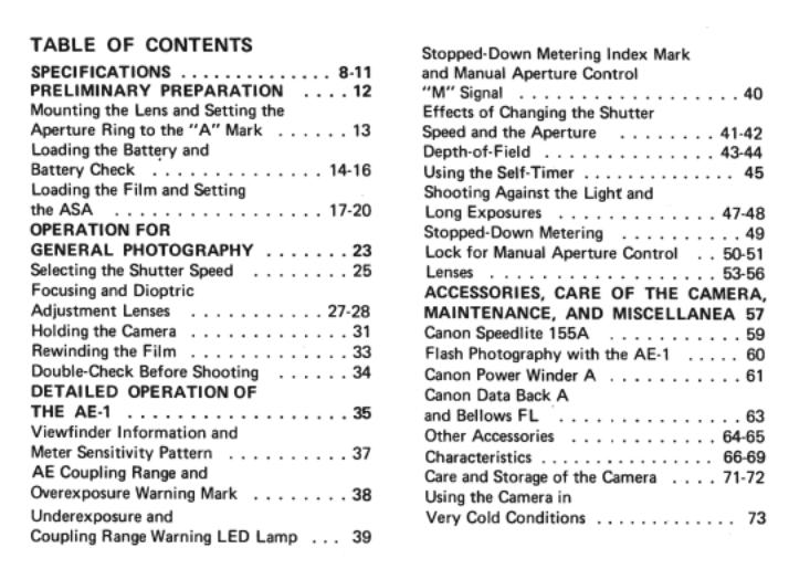 Canon AE-1 User Manual