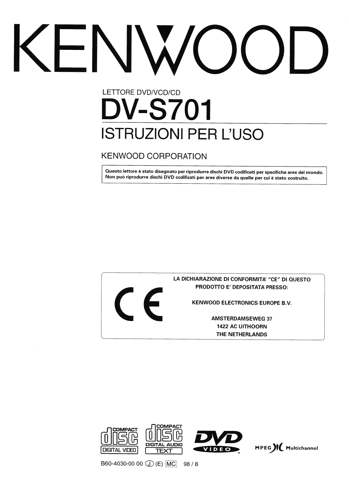 Kenwood DV-S701 User Manual