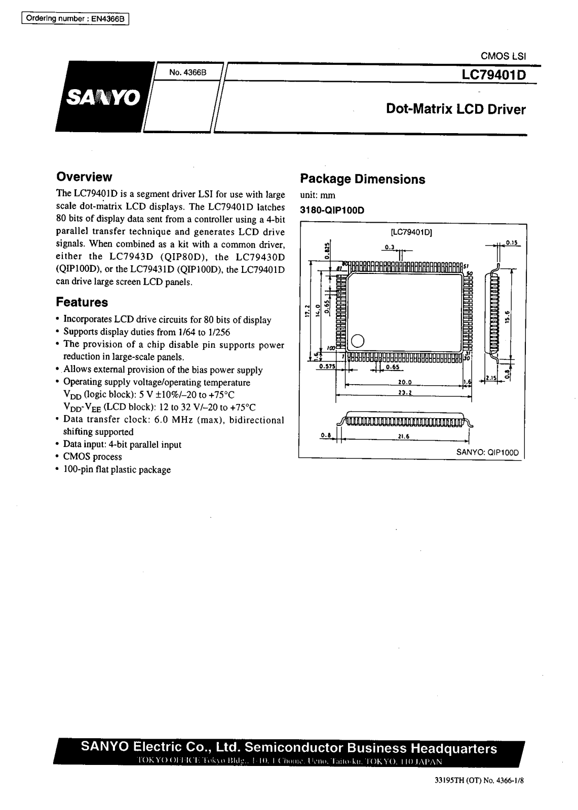 SANYO LC79401D Datasheet