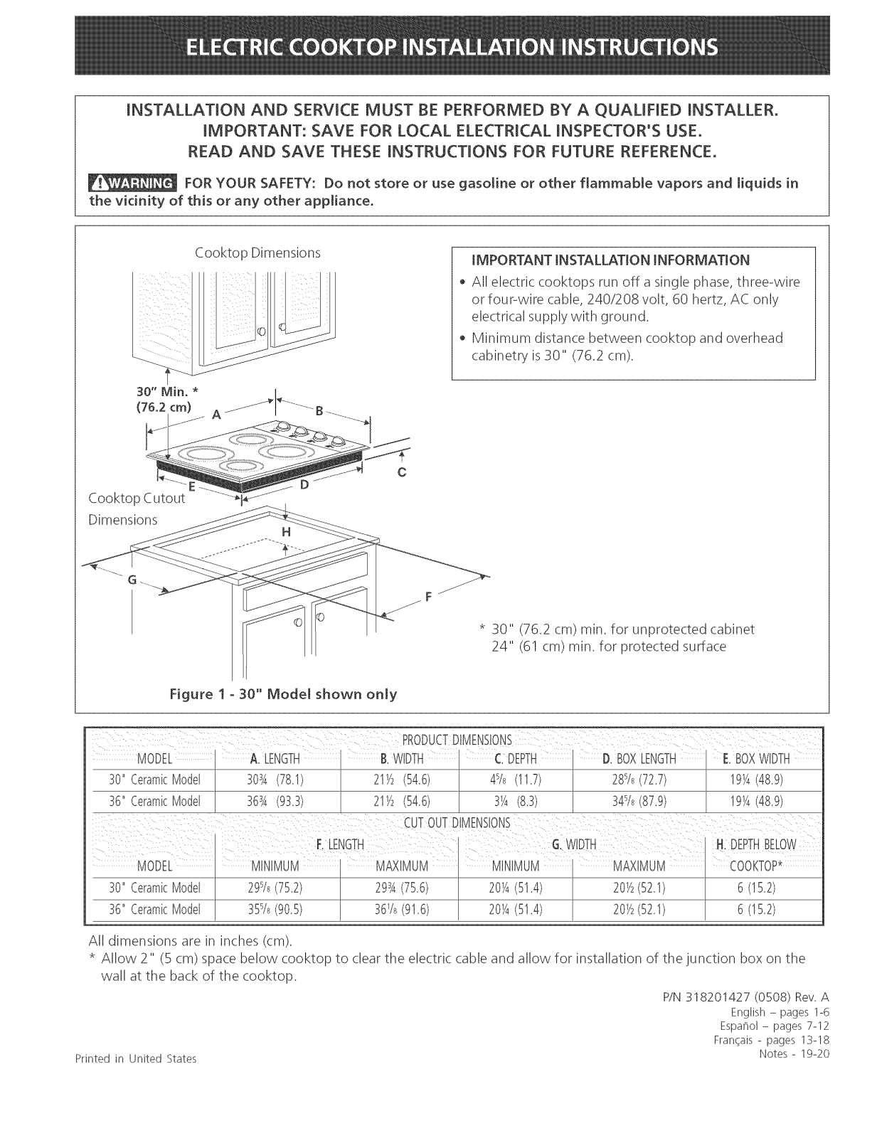 Frigidaire GLEC30S9EBA, GLEC30S9EBB, GLEC30S9EBC, GLEC30S9EQA, GLEC30S9EQB Installation Guide - ManualMachine.com
