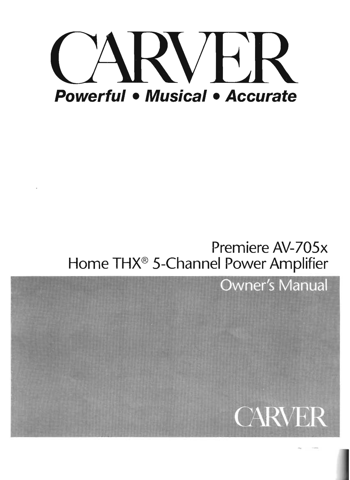 Carver AV-705-X Owners manual