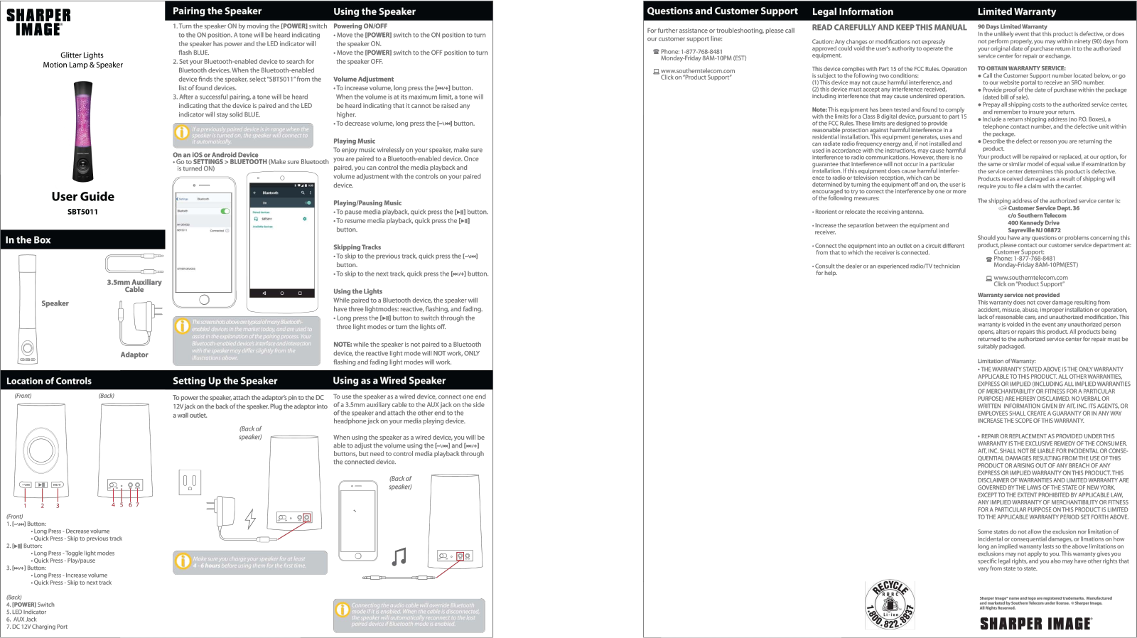 Sharper image SBT5011 User Manual