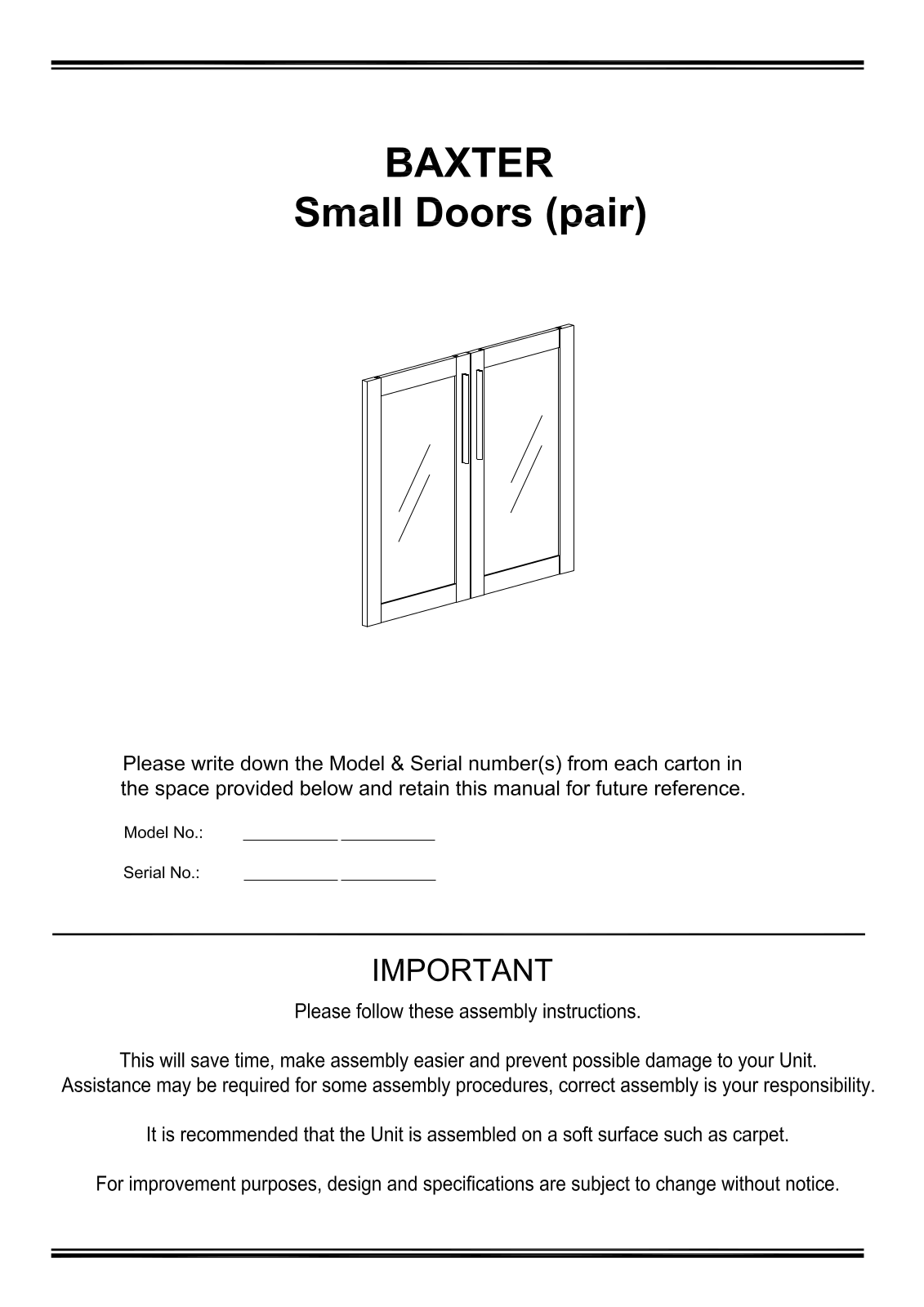 Freedom Baxter Small Doors Assembly Instruction